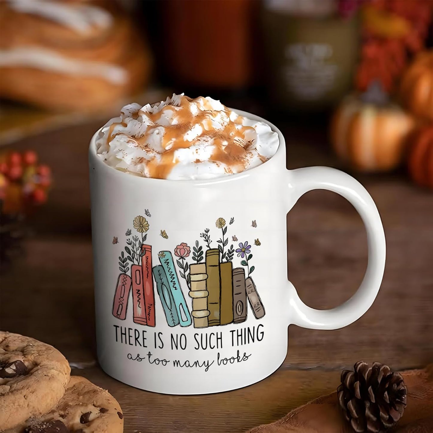 Book Lovers Coffee Mug 11oz - Book Lovers Gifts for Women - Librarian Mug - There Is No Such Thing As Too Many Books - Bookish Gifts for Birthday Christmas Graduation Reader Mom Teacher Friends