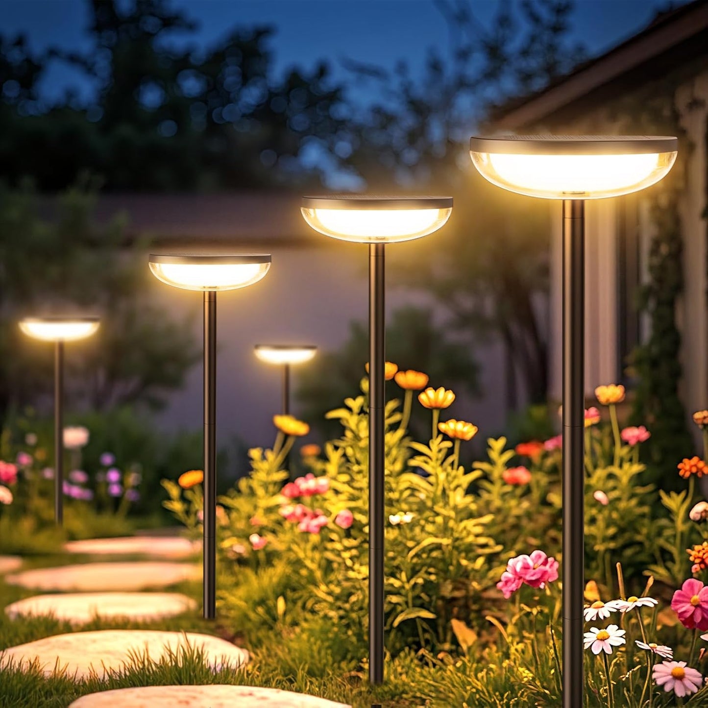 Solar Pathway Lights Outdoor, 6 Pack Tall Solar Garden Lights Outdoor Waterproof for Yard Flower Bed Patio Path Walkway Driveway Outside Decor Landscape Lighting