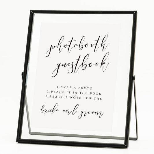 Calculs Wedding Guest Book Inspo Glass Picture Floating Frames Black Sign Holder, 8x10in Menu/Card Display Stand for Party Guestbook Table Decoration
