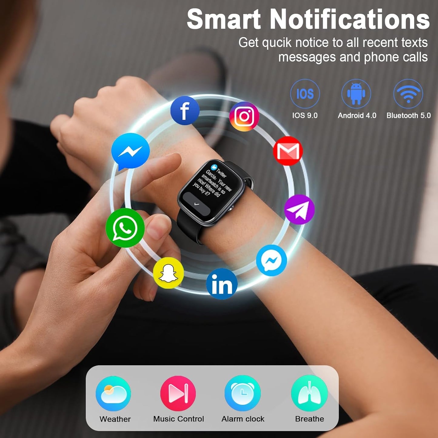 Smart Watch (Answer/Make Calls), 1.91"HD Smartwatch for Men Women Heart Rate/Sleep Monitor/Pedometer, 2026 New Fitness Watch with 113+ Sport Modes, Activity Tracker IP68 Waterproof for Android iOS