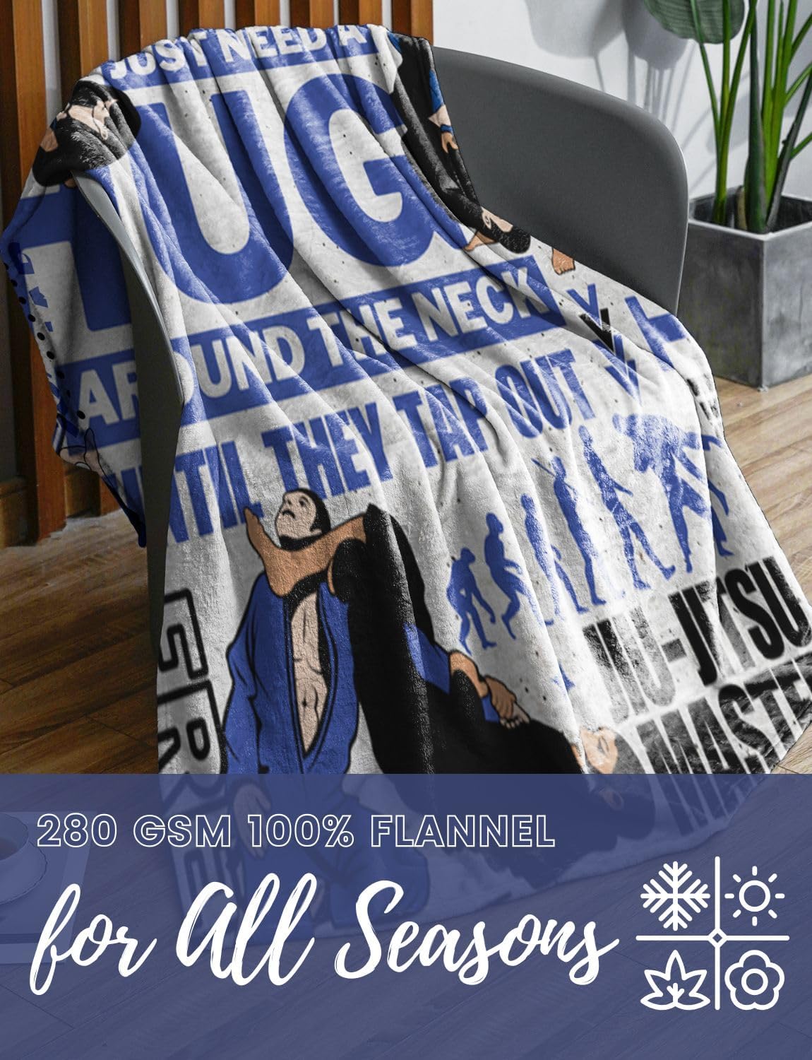 Jiu Jitsu Gifts, Jiujitsu Gifts for Men, Master, Instructor, BJJ Throw Blanket 50"x65", Soft Cozy Throw Blanket for Couch Bed Sofa