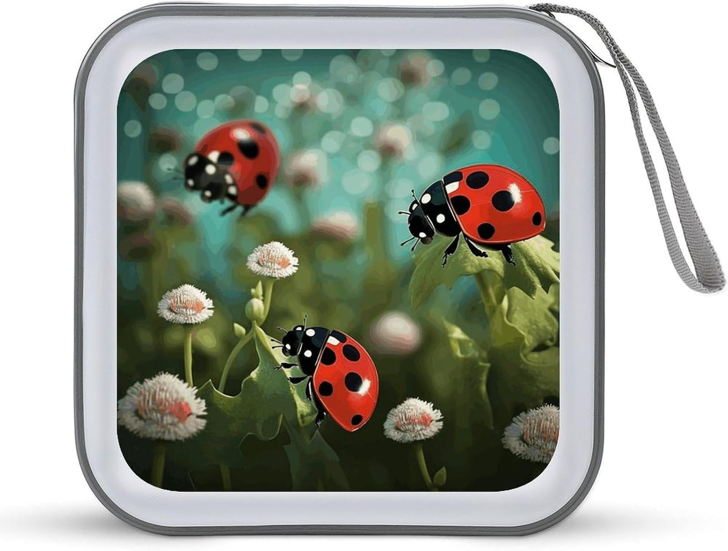 Ladybug Landscape CD Case 40 Capacity Case Zipper CD Collection Bag with Handles Cover DVD Storage Hard Plastic DVD Disc Cases Storage Binder for Car Home Office Travel