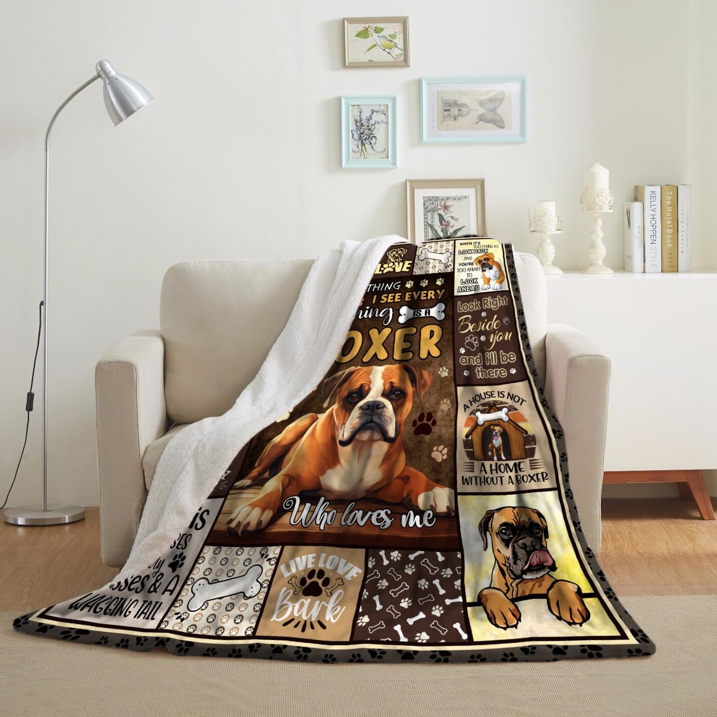 Boxer Dog Blanket, Boxer Dog Gifts for Women Men, Cute Boxer Gifts for Dog Lovers, Best Gifts Idea for Boxer Dog Lover, Boxer Blanket 50"x60"