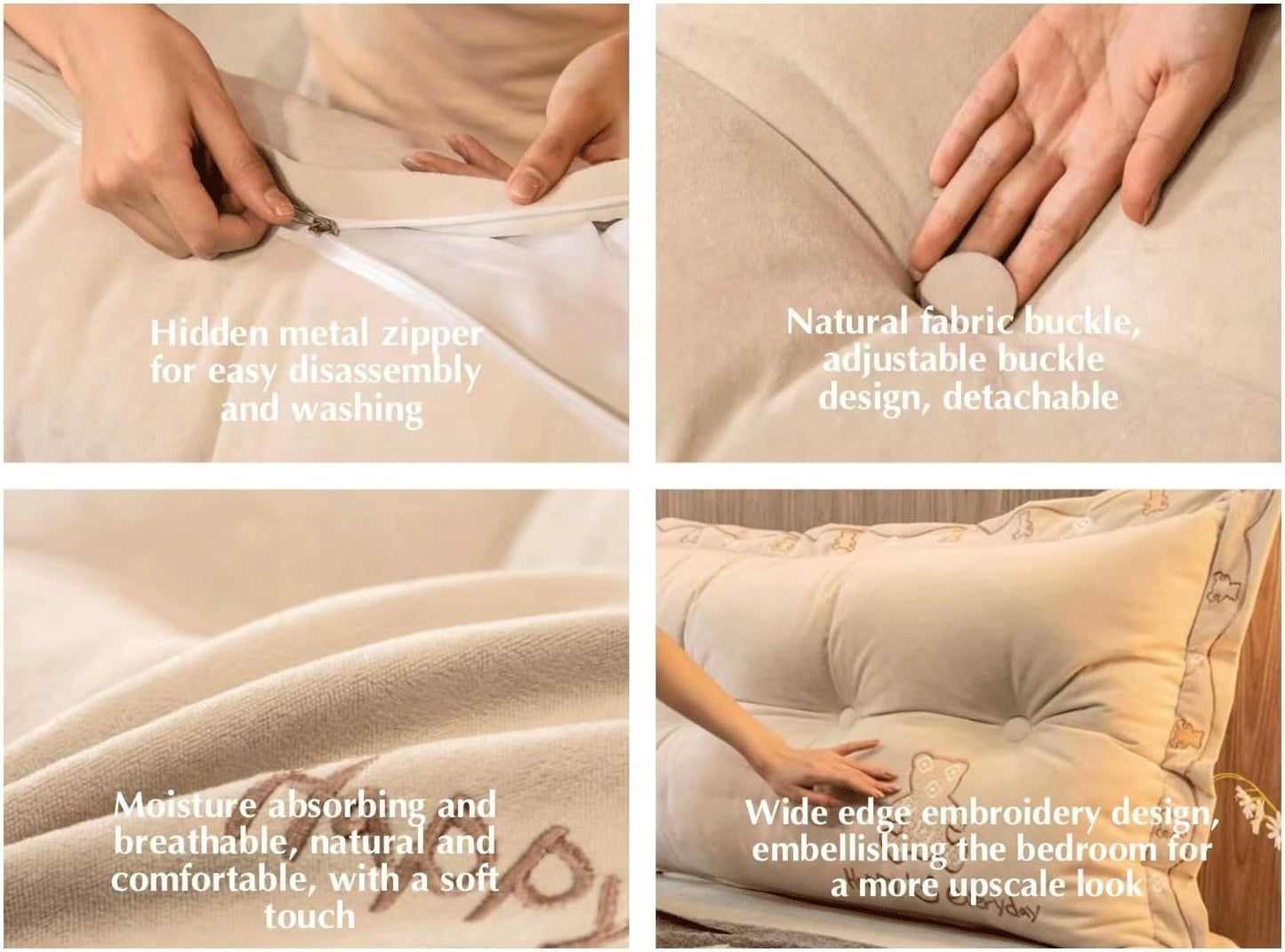 Large Wedge Pillow Headboard Tatami Reading Cushion The Waist Lumbar Pad Sofa Pillow Cushion(Size:180x60x15cm,Color:White)
