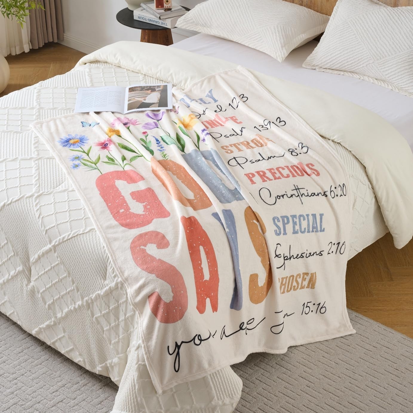 Christian Gifts for Women – “God Says You are” Scripture Throw Blanket with Bible Verses, Inspirational Religious Fleece Blanket for Mom Wife Sister Friends, Soft & Cozy, 50x60