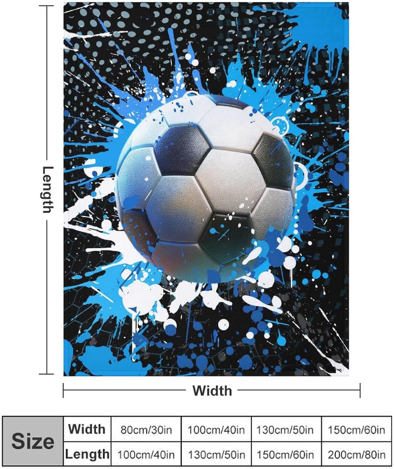 Soccer Throw Blanket - Soft Flannel Sports Blankets for Teens Adults Women Men Soccer Lovers - Warm Sportball Throw Blankets for All Season Lap, Chair, Sofa - 60"x50"