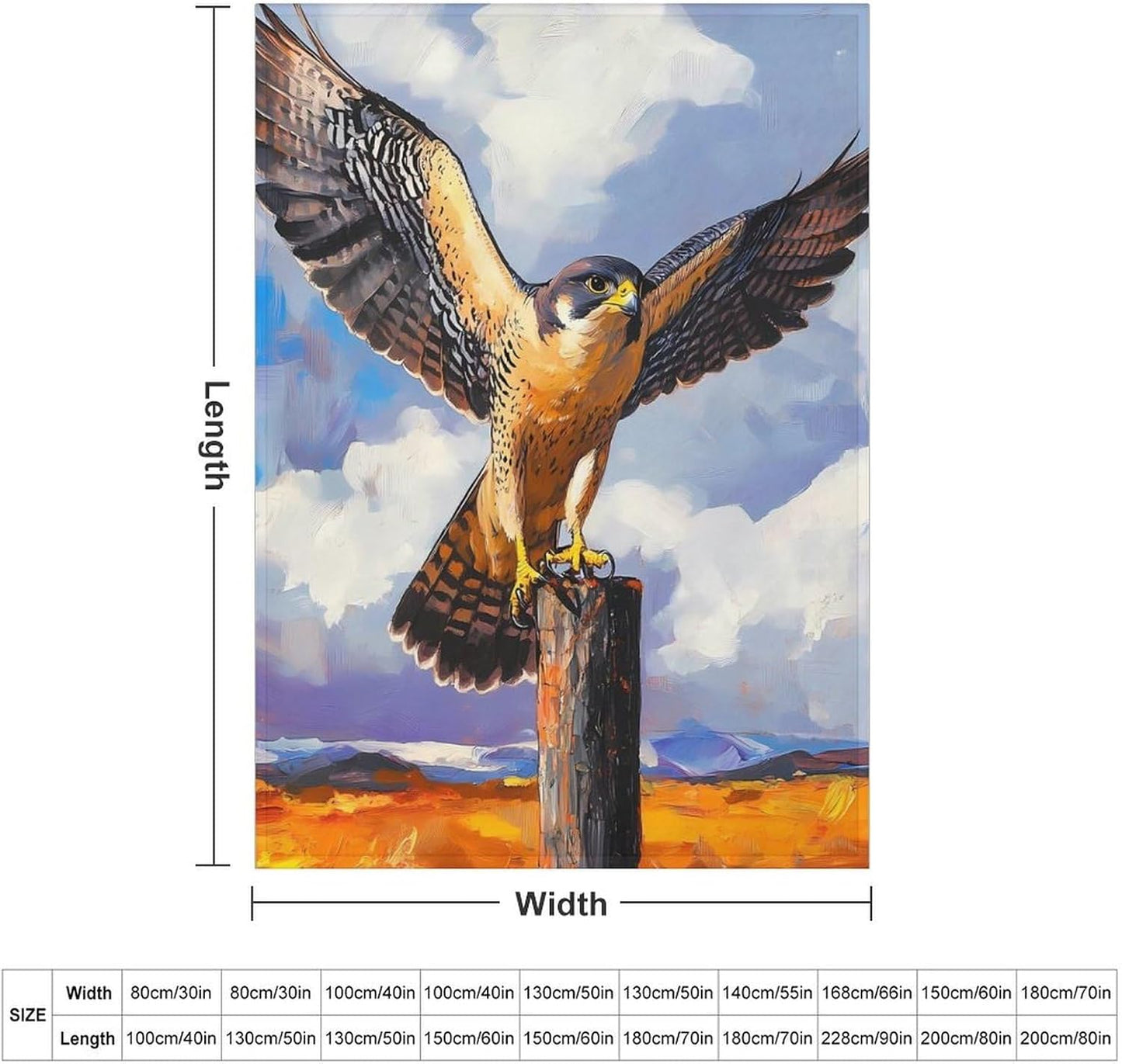 Beautiful Peregrine Falcon Bird Throw Blanket for Couch Bed Plush Cozy Fuzzy Flannel Blanket for All Season 55"x70"