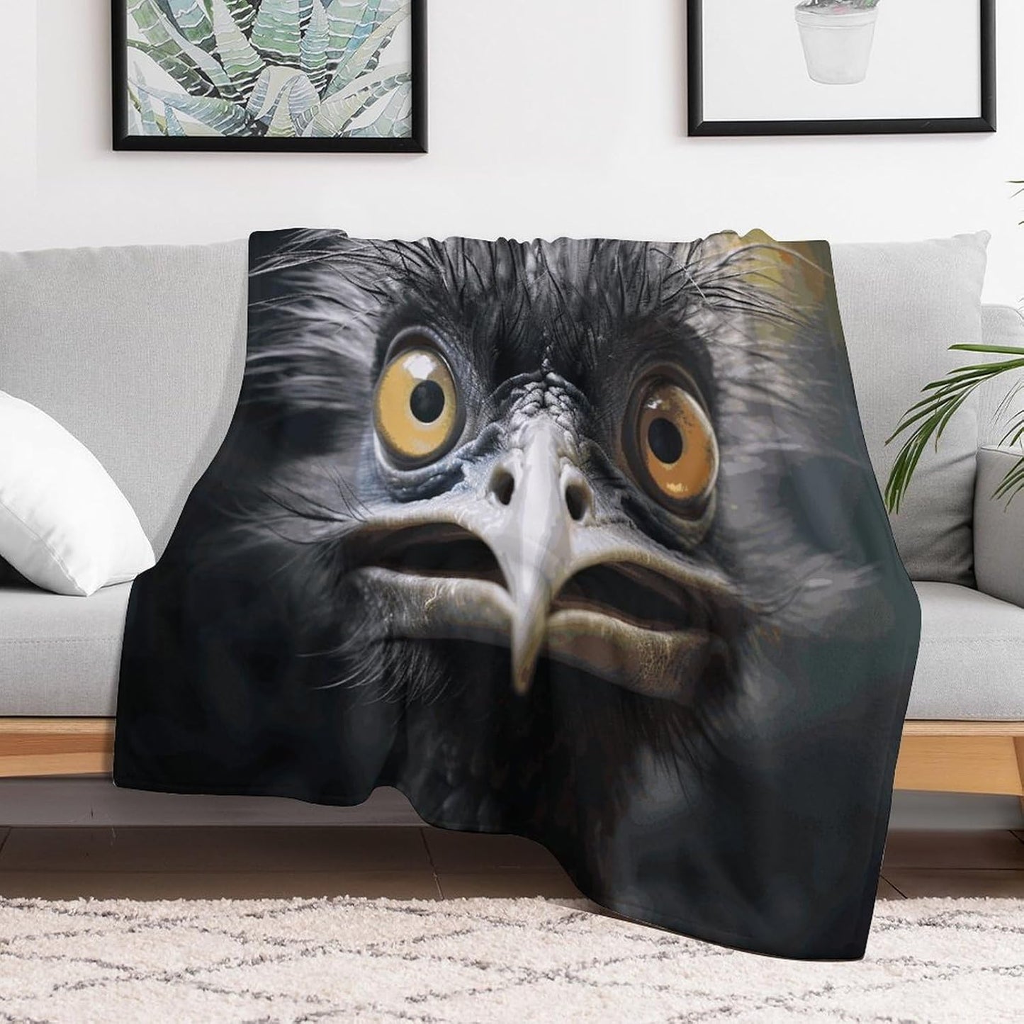 Emu Throw Blanket for Couch Super Soft Warm Lightweight Throw Blankets Cozy Flannel Bed Blanket Cute Decorative Blankets for All Seasons Home Decor Gift 60"*80"（150 * 200cm）