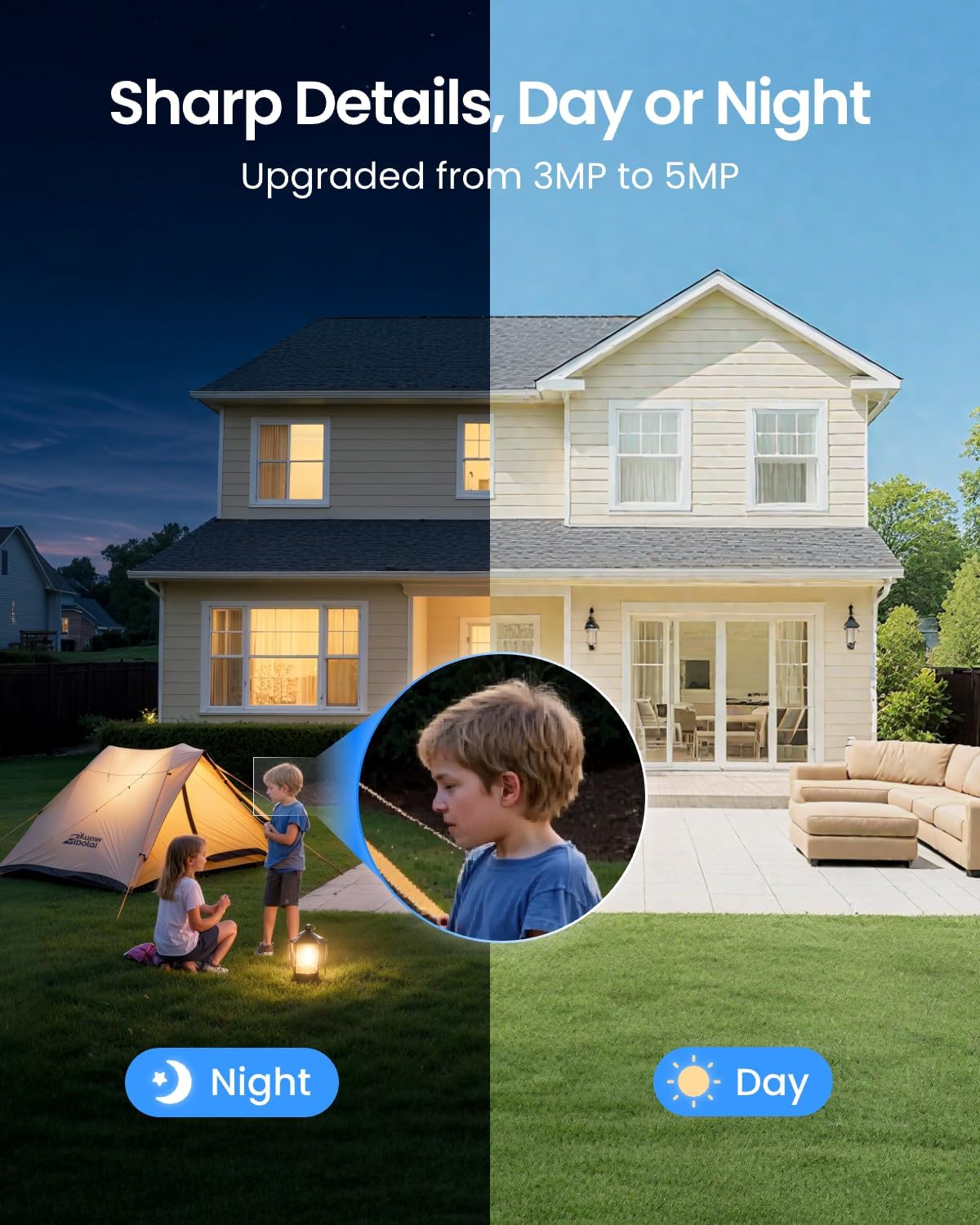 REOLINK Argus Eco+Solar Panel 2K 5MP Solar Security Camera Outdoor for Home Surveilance, Night Vision, Human/Car Smart Detection, 2.4G WiFi, No Subscription, Home Hub Compatible, Local Storage