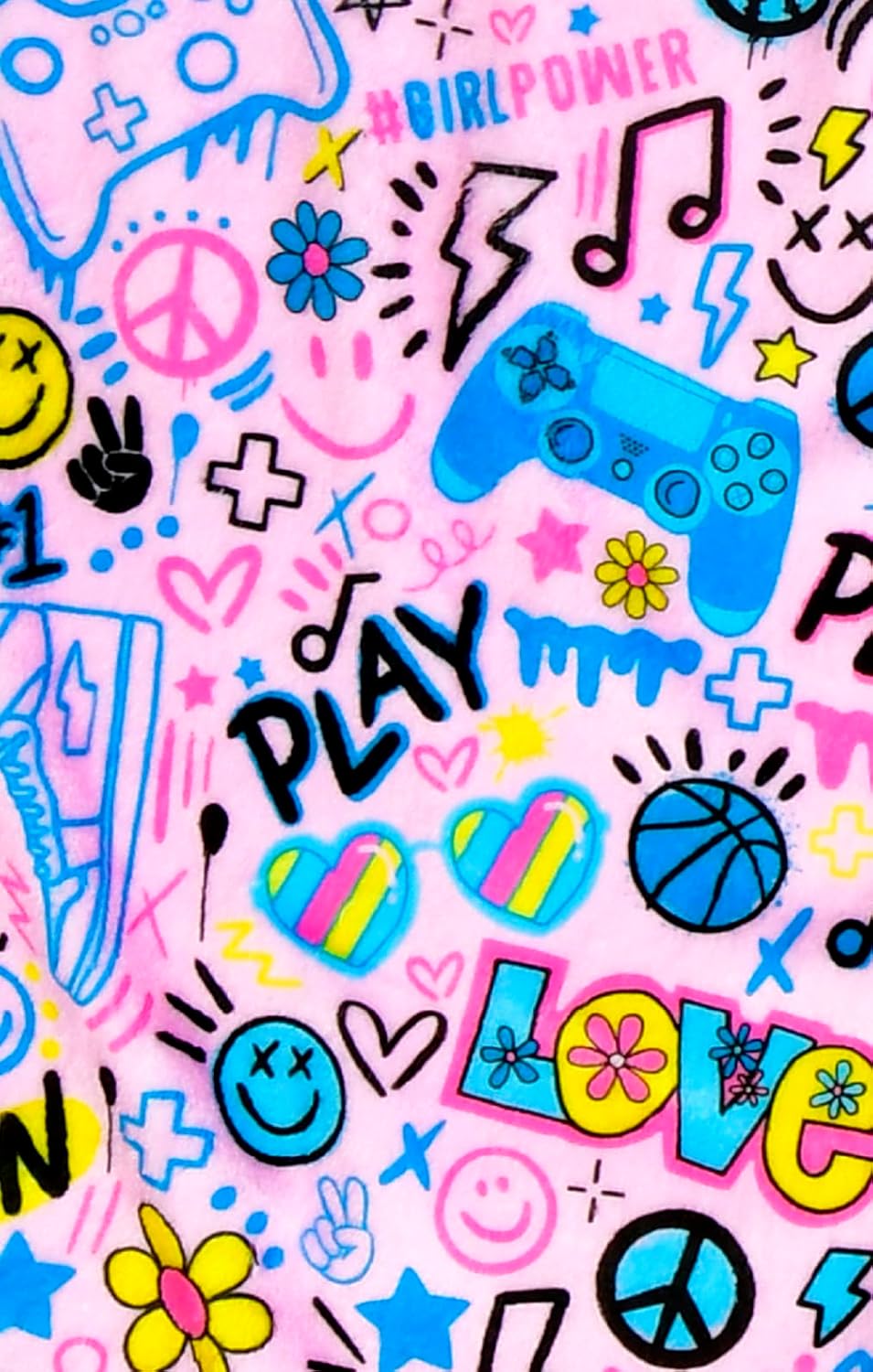 iscream + Corey Paige Designs Bright Print Silky Soft Plush 56" x 60" Premium Fleece Throw Blanket - Love to Game