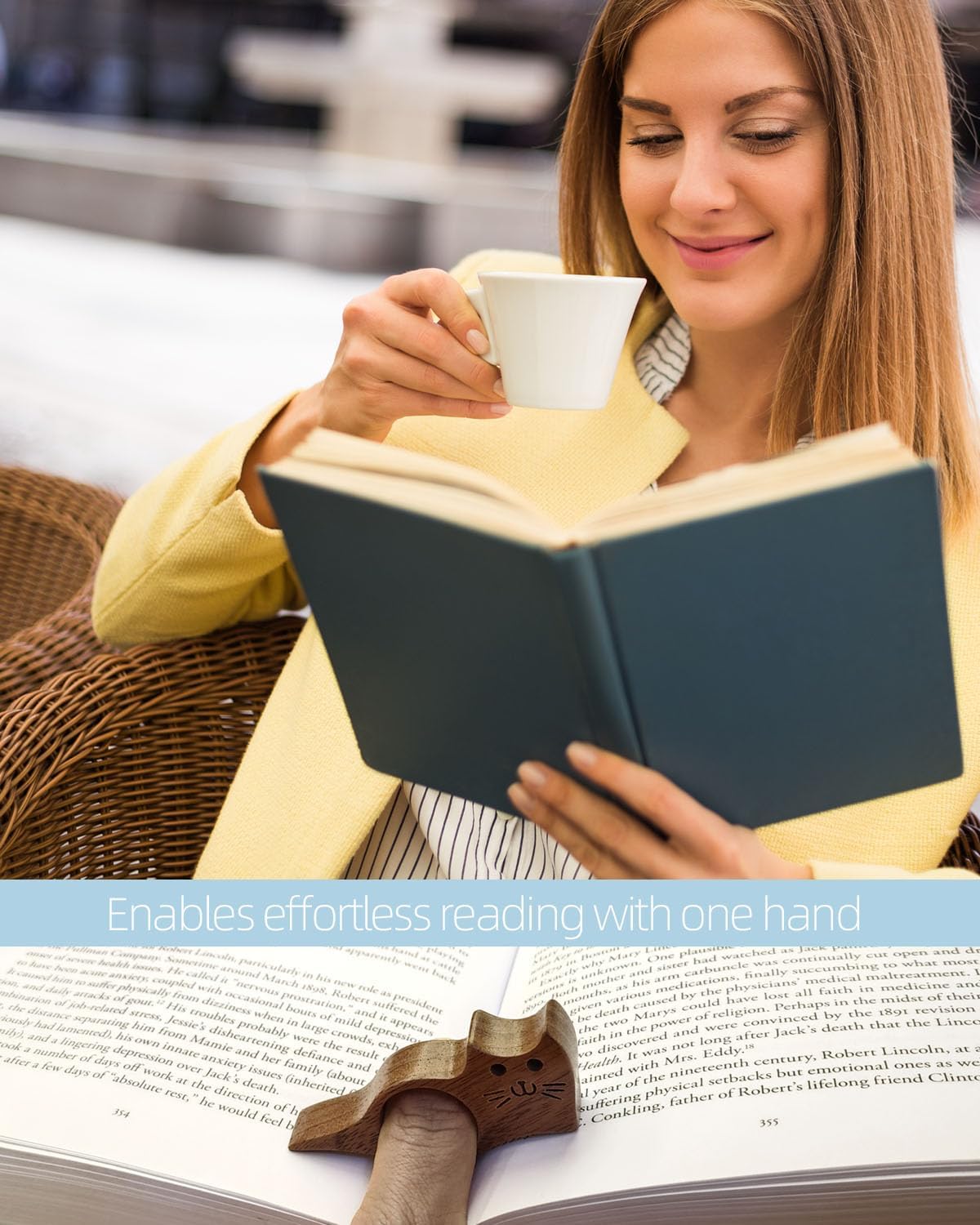 Book Page Holder,Bookmark,Walnut Thumb Bookmark,Thumb Reader,Reading Accessories,Reading Gifts,Literary Gifts,Gifts for Readers,Book Lovers Gifts,Bookworm,Gift(Medium (0.86")