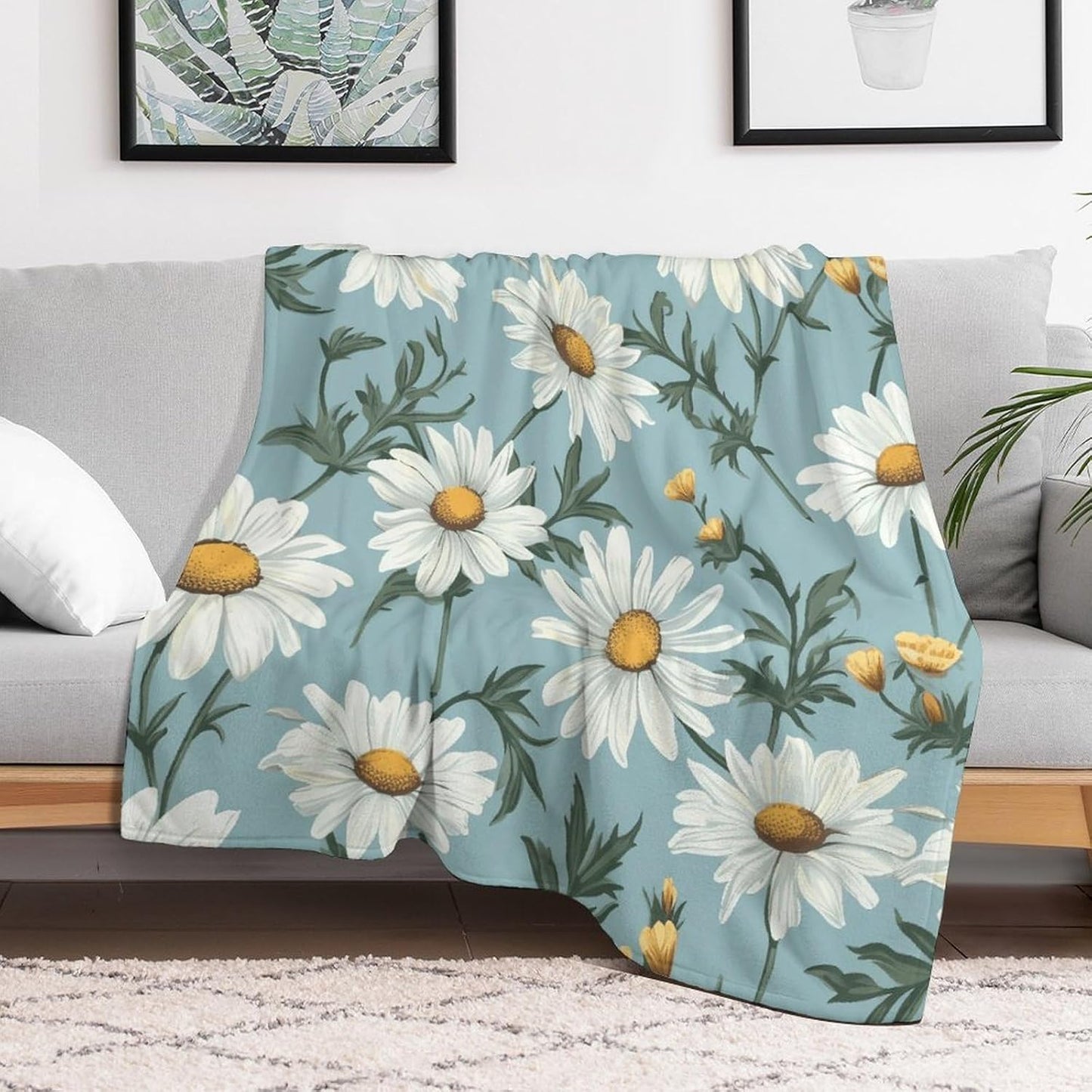 Daisy Blanket Chunky Fluffy Fuzzy Bed Blankets Cozy Soft Warm Winter Blankets Anti-Pilling Flannel Throw Blanket for Couch Living Room Bedroom Multiple Size
