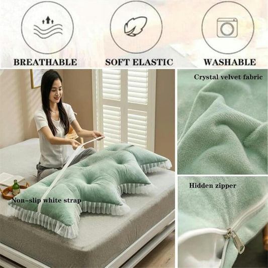 Reading Pillows Large Backrest Bed Back Cushion Wedge Lumbar Support Rest Pillow, Solid Color Headboard Pillow Bed Backrest Bolster for Dorm Room Daybed Full Size, Green