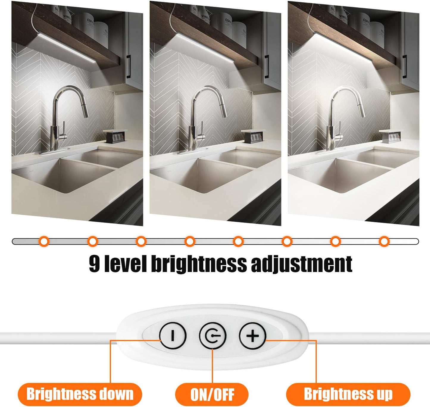 Under Cabinet Lighting, 12 Inch Plug in Light Bar, LED Keyboard Lights, 6000K Cool White Light, Ultra Thin Dimmable Light Bar, Suitable for Kitchen/Desk/Closet/Workbench