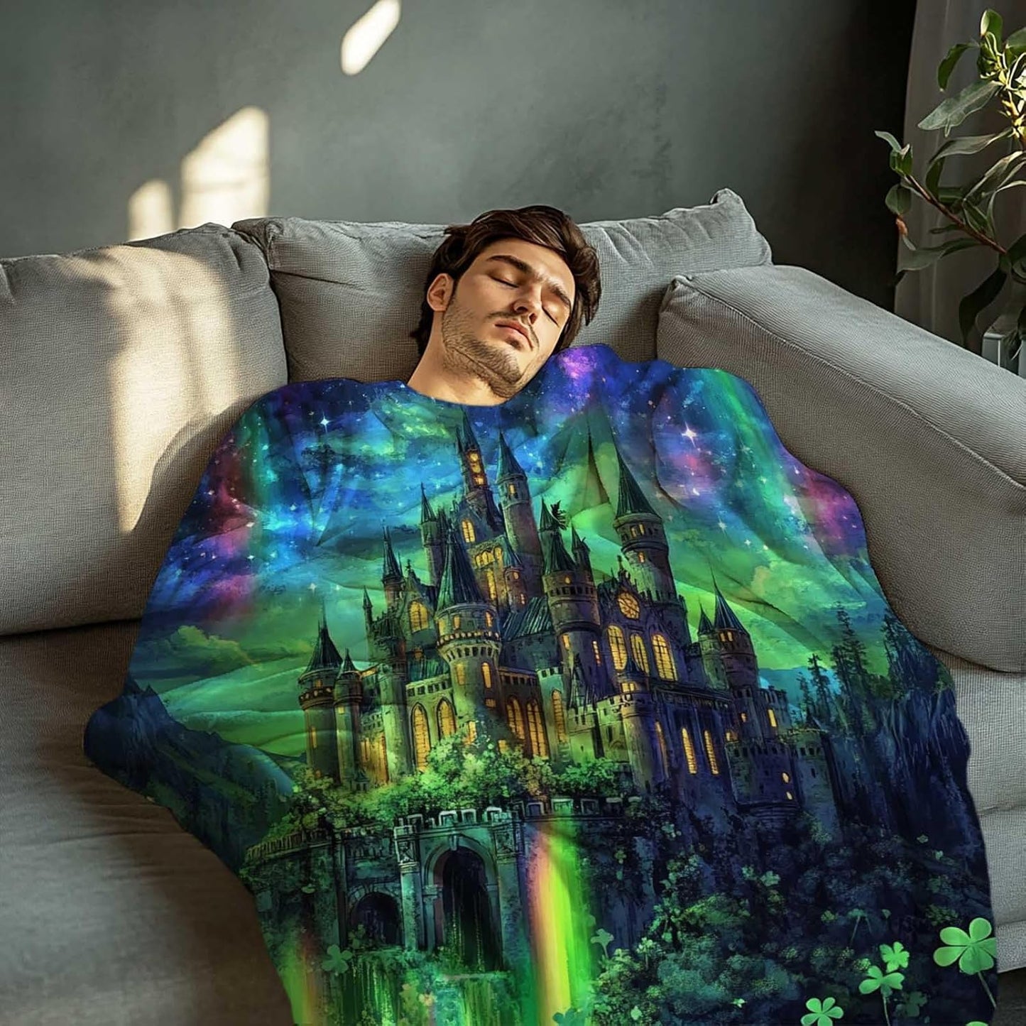 Fantasy Castle Throw Blanket 60x80 Inches | Aurora Magical Fleece Blanket for Couch Sofa Bed | Fairy Tale Landscape Decorative Throw | Soft Cozy Gift for Women Girls