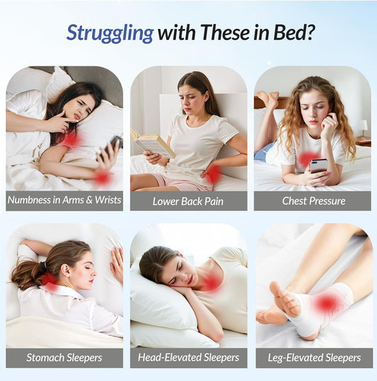 ZIKEE Ergonomic Multi-Positional Wedge Pillow for Stomach Sleepers, Scientific Zoning Design for Effective Shoulder & Back Pain Relief, Memory Foam Body Pillow for Reading, Skin-Friendly Fabric