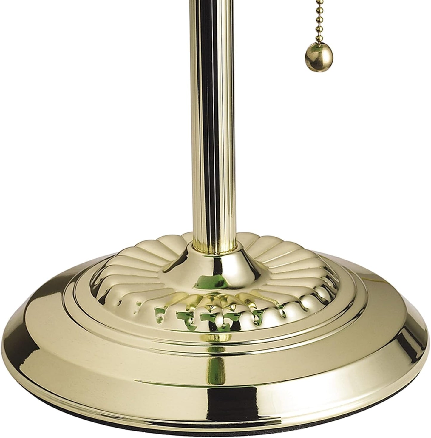 Catalina Lighting 17466-017 13.5'' Traditional Banker's Lamp Light Fixture with Green Glass Cylinder Shade for Office, Library, Living Room, or Dorm, Polished Brass