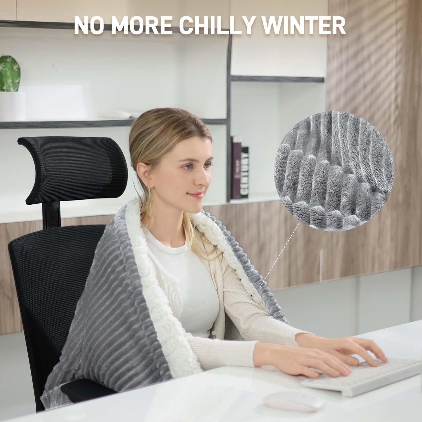 Heated Blanket Electric Throw - Soft Flannel Electric Blanket 50" x 60", Heating Blanket with 10 Time Settings, 6 Heat Settings, Machine Washable with Over-Heat Protection (Gray)