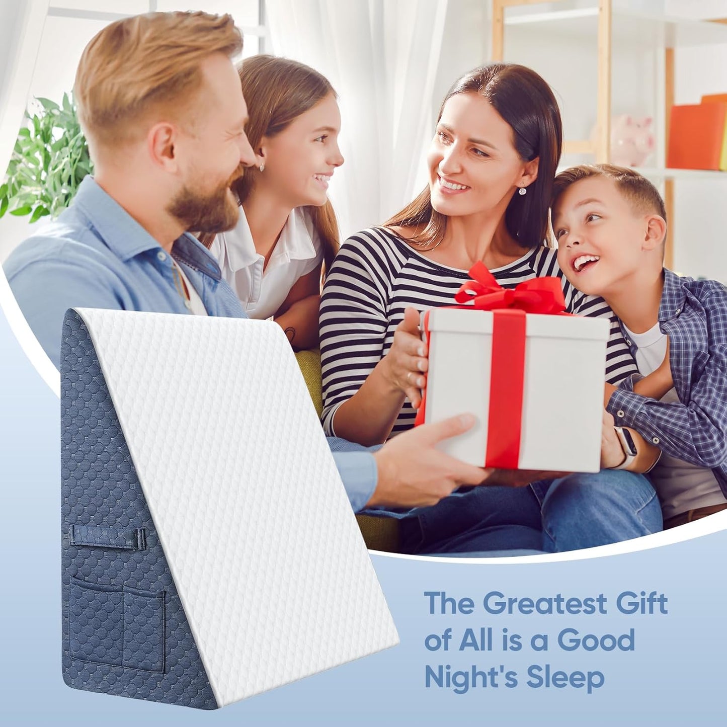 12inch Wedge Pillow for Sleep, Updated Bed Wedge, Acid Reflux, Heartburn, GERD, Neck Pain, Cooling Memory Foam Top, Removable Washable Cover Incline Wedge Pillow for Improved Sleep