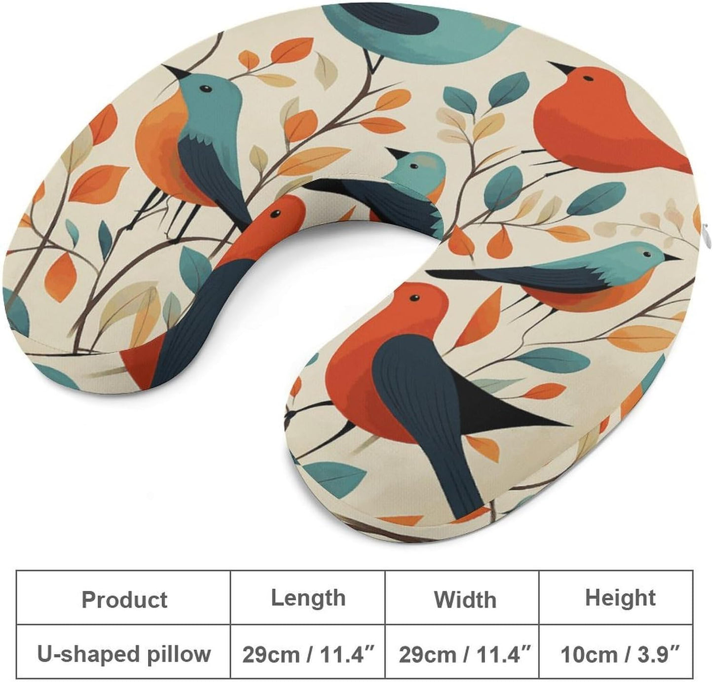 Flock of Birds Neck Pillow Memory Foam U Shaped Pillows Portable Pillows for Shoulder Travel Head Support Pillow with Concealed Zipper for Airplane Car Home Office