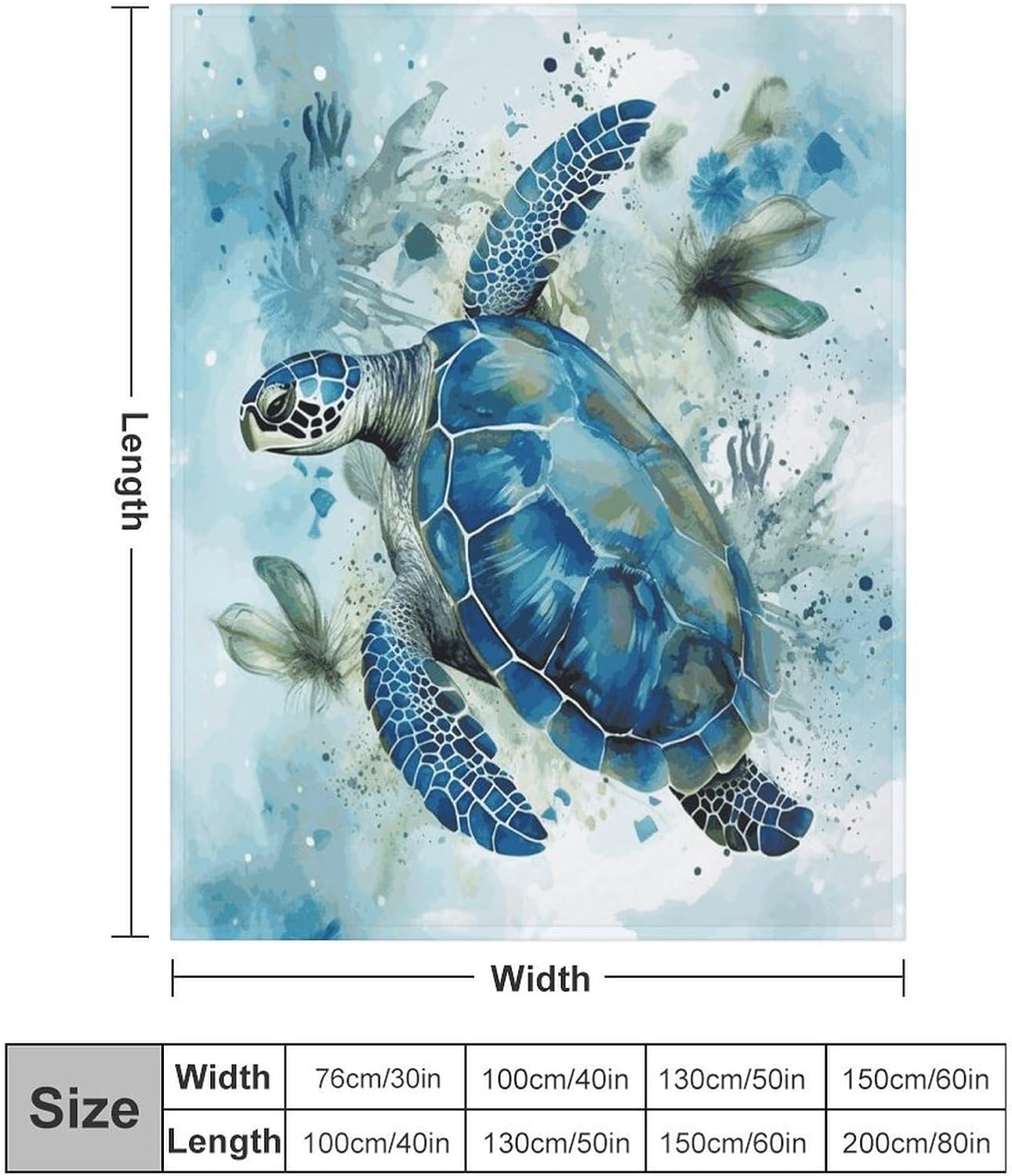 Sea Turtle-Blue Blanket Super Soft Lightweight Throw Blanket Cute Cozy Warm Bed Blanket Decorative Fuzzy Blanket All-Season Home Decor Gift for Sofa Couch Living Room 50"*60"（130 * 150cm）