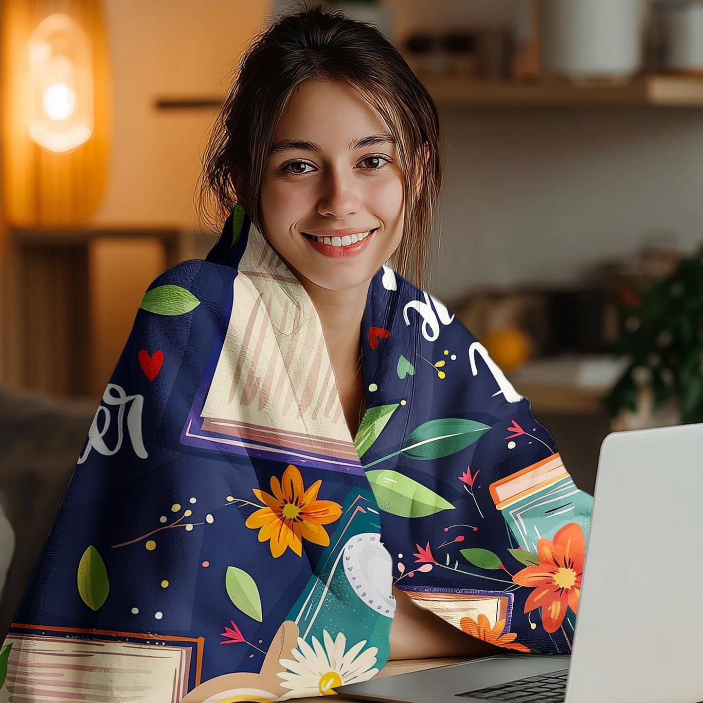 Book Blanket for Book Lovers, Super Soft Unique Reading Books Decor Throw Blanket Gifts for Readers Women Girls Teachers, Warm Cozy Fuzzy Plush Fleece Flannel Throw Blankets 50"x40" for Couch