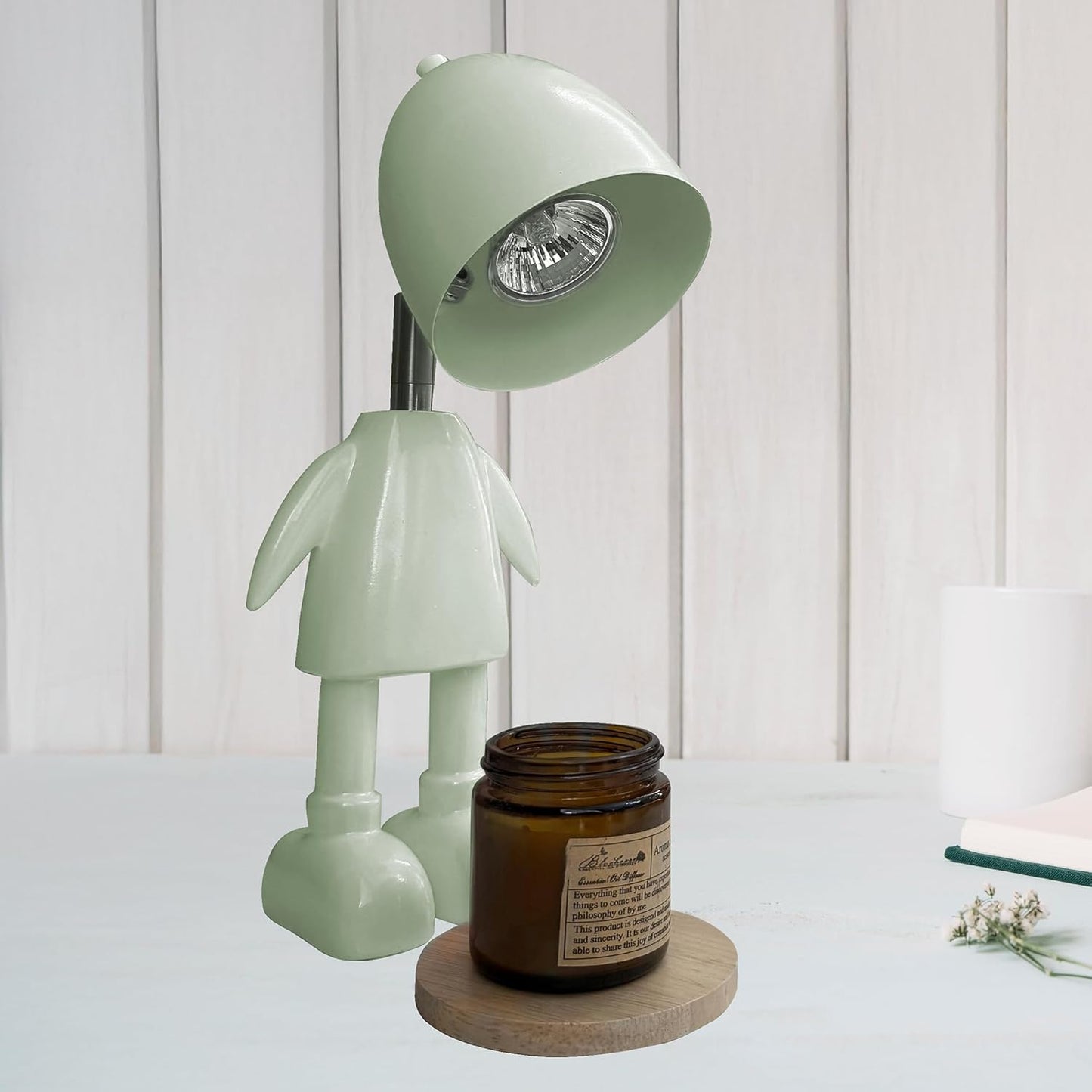 XoooX Green Robot Candle Warmer Lamp with Timer - Adult, Kids and Boys Office Desk and Bedroom Decor Lamp; Gaming Room Decor Aesthetic; Fun Man Cave Cool Stuff; Robot Scented Candle Melter Diffuser