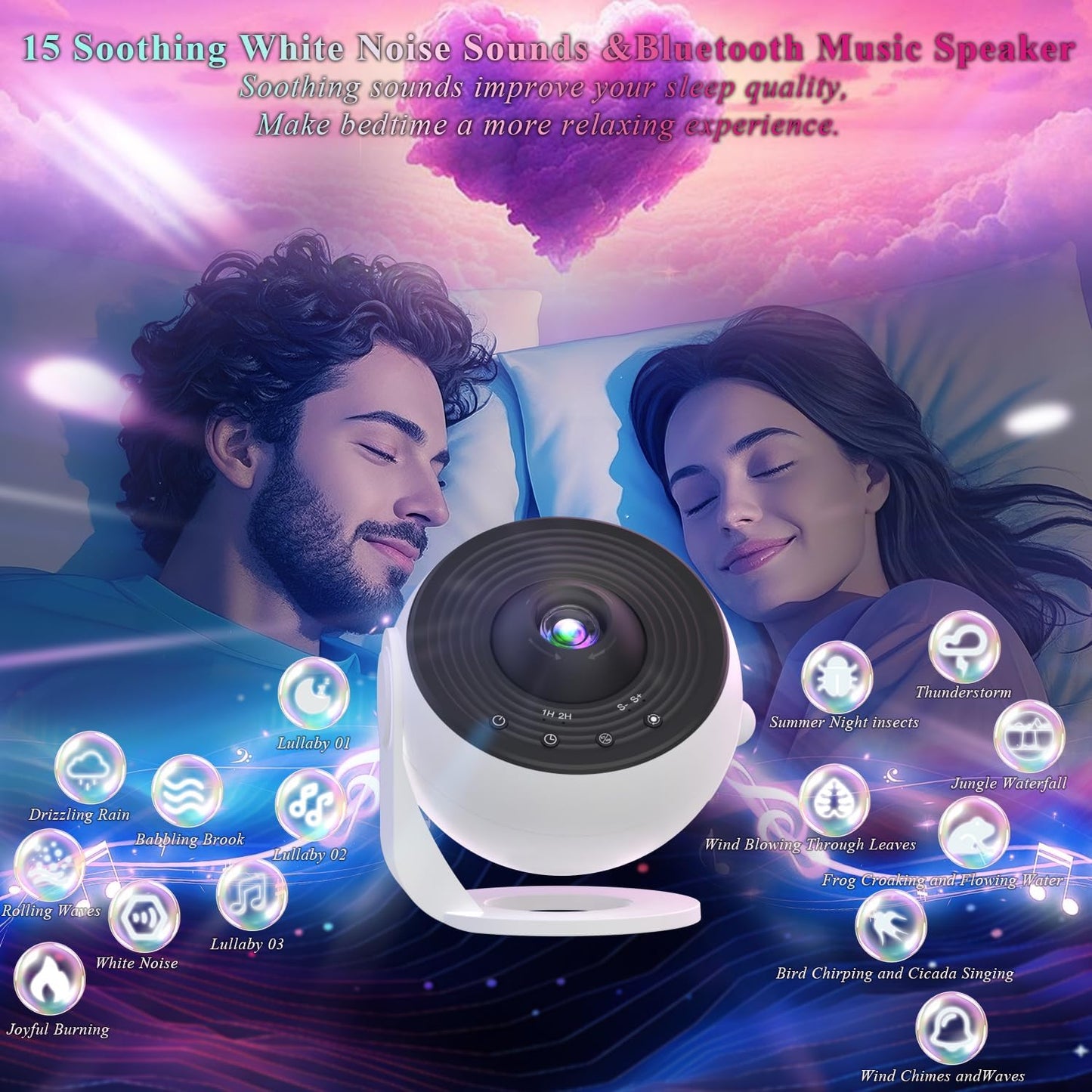 Galaxy Projector Pro for Bedroom Sound Machine, 13 in 1 Planetarium Projector Pro with White Noises, Bluetooth Speaker, Remote, Night Light Christmas Gifts for Teens Girls Boys Kids Adults