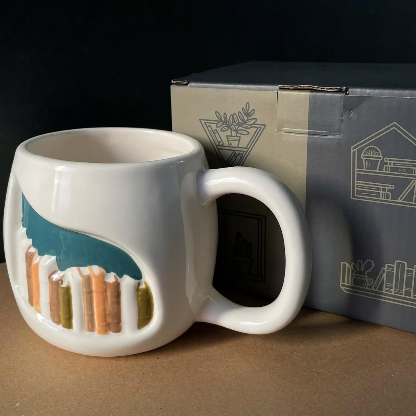Real Ceramic 3D Book Mugs For Book Lovers Gifts For Readers Women, Unique 3D Bookshelf Mug 14Oz - A Library Shelf Cup, Gift For Writers And Authors - Bookish Gifts for Mom/Dad/Son/Daughter/Friend