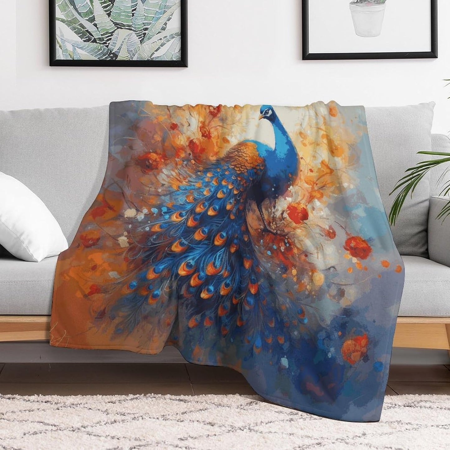 Peacock2 Blanket Super Soft Lightweight Throw Blanket Cute Cozy Warm Bed Blanket Decorative Fuzzy Blanket All-Season Home Decor Gift for Sofa Couch Living Room 50"*60"（130 * 150cm）
