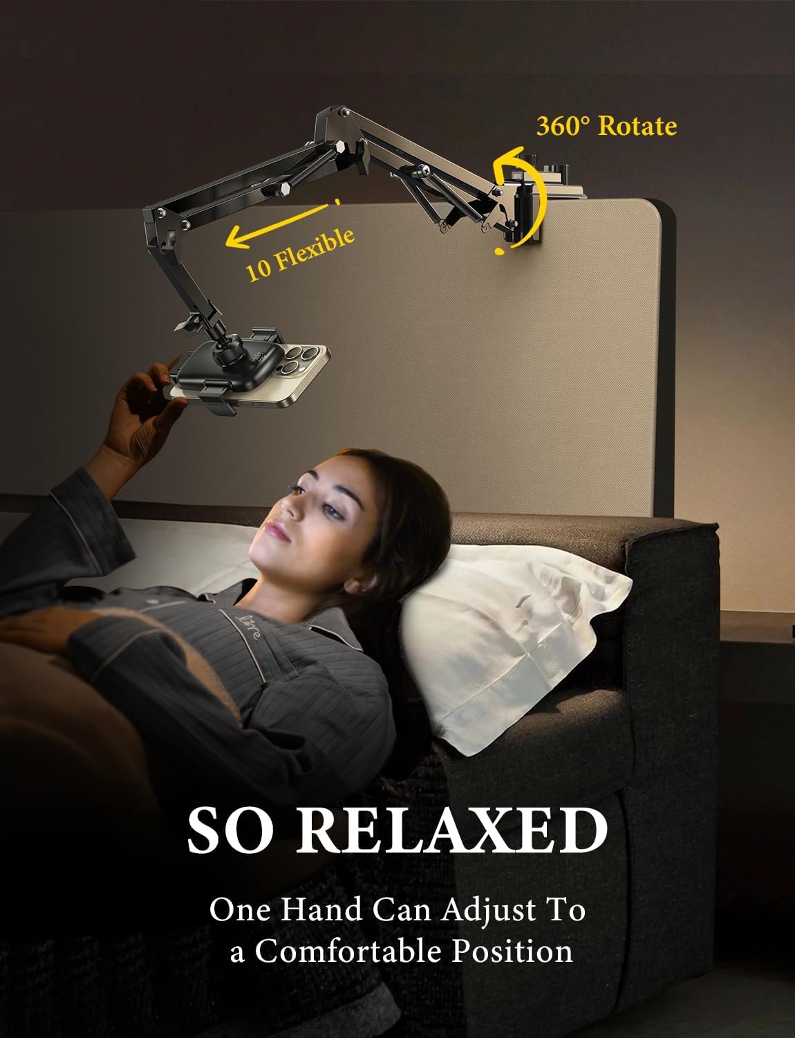 LISEN Gooseneck Phone Holder for Bed Desk [3rd Upgrade] Cell Phone Stand for Desk Bed Gaming Accessories,Gifts for Men Senior Kids Tech Mount for Recording Filming Laying Down Flexible Magic Arm Clamp
