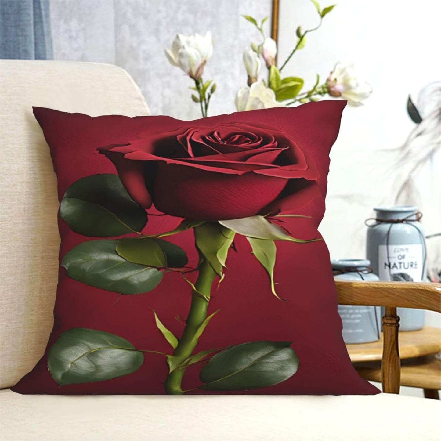 All-Season Square Pillow Covers 18"X18", Flower, Decorative Throw Pillow Covers for Sofa Bed Couch, Hidden Zipper Cushion Cover, Square Lumbar & Accent Pillowcases for Home Decor
