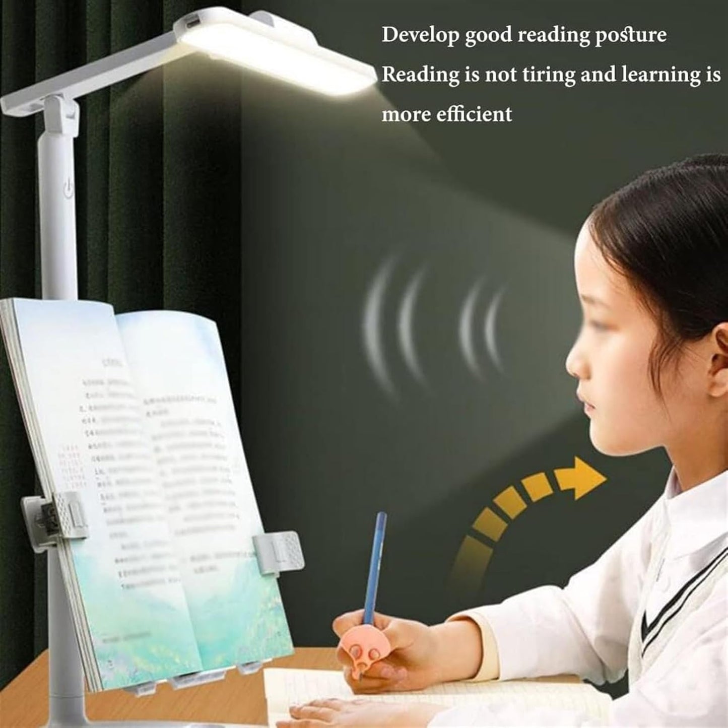 Book Stand Adjustable, Book Holder for Reading Hands Free Portable Textbook Stand with Page Clips Cookbook Holder for Document Music Book Laptop Tablet (Color : B) (A) (B)