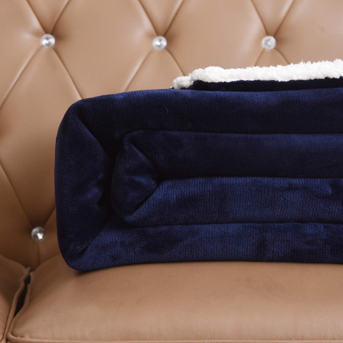 NANPIPER Sherpa Blankets Navy Blue