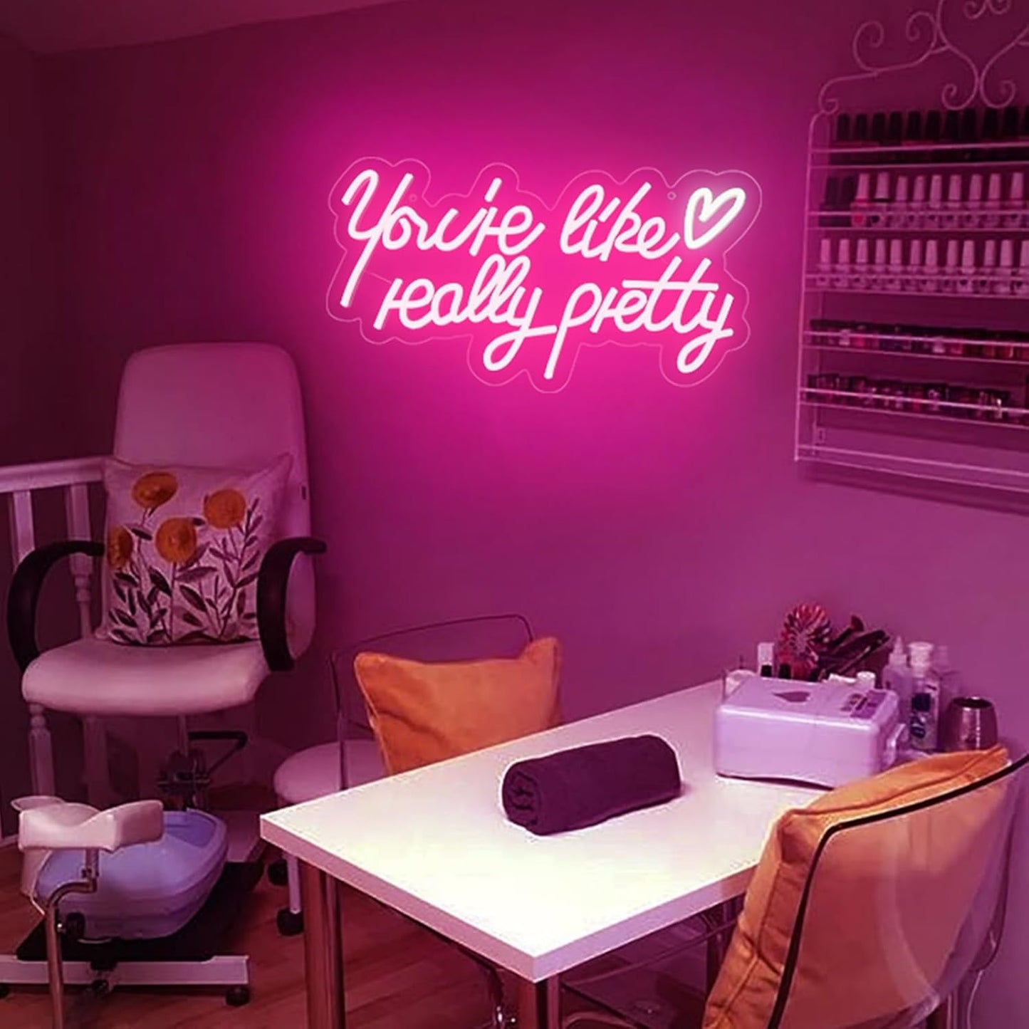 Aslanka You're Like Really Pretty Neon Sign - Pink LED Neon Wall Sign with Heart USB Powered, Dimmable Glow Light Sign for Bedroom Spa Nails Bar Lounge Room Wall Decor Girls Girlfriend Women Gifts