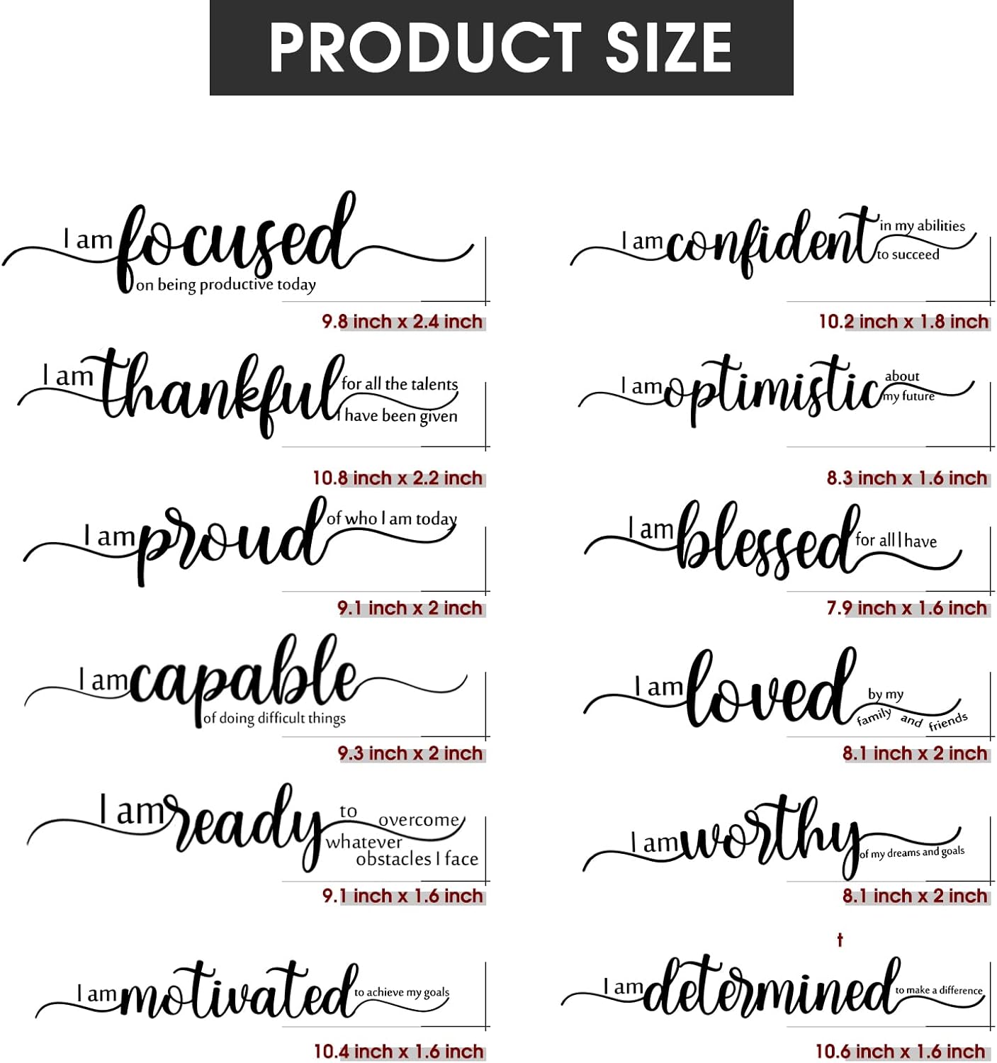 Epakh 2 Sheets Motivational Wall Stickers Decor Black Inspirational Wall Decal Art Inspirational Quote Stickers Vinyl Positive Wallpaper for Living Room Bedroom Office Nursery Restaurants Offices