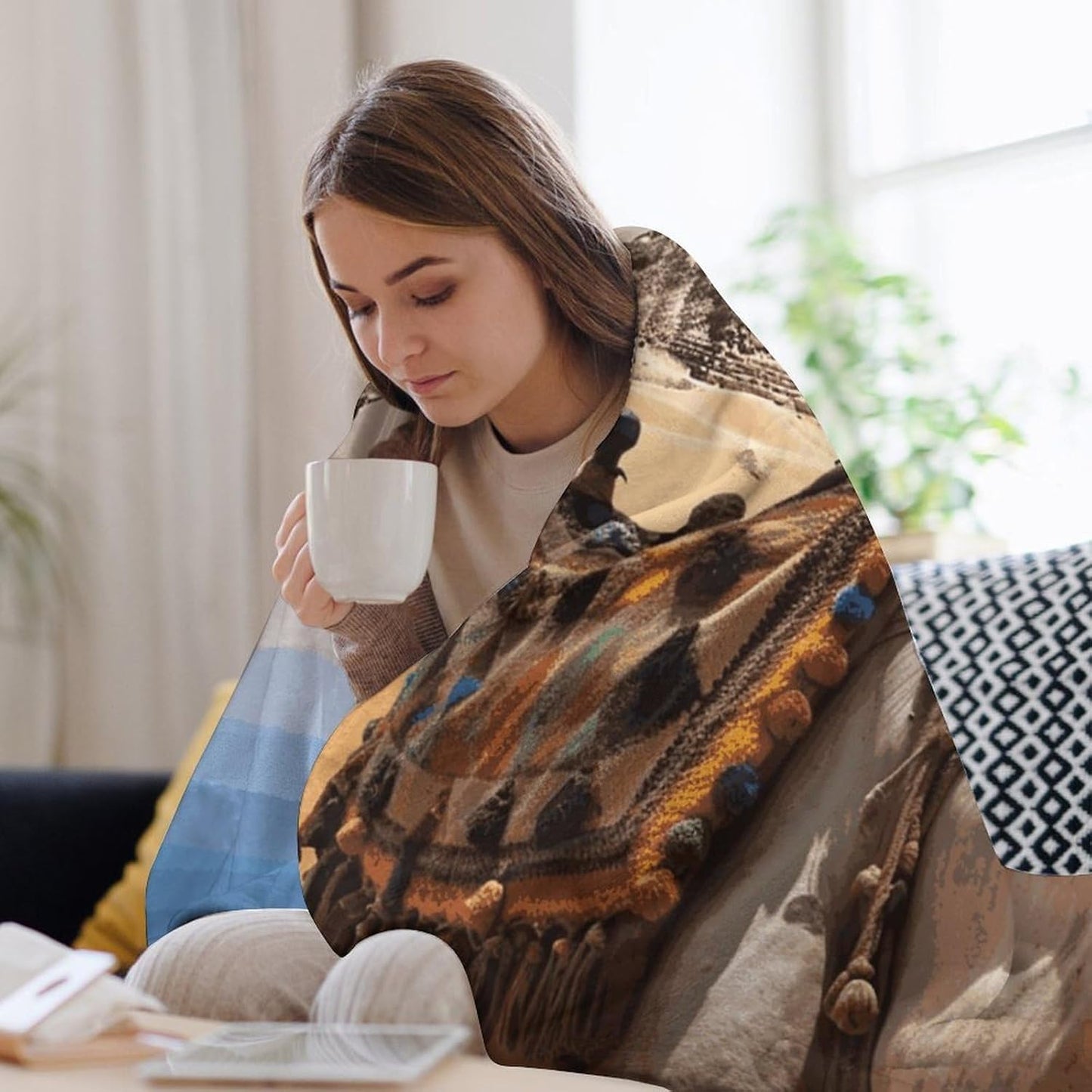 Pyramid Camel Blanket Super Soft Lightweight Throw Blanket Cute Cozy Warm Bed Blanket Decorative Fuzzy Blanket All-Season Home Decor Gift for Sofa Couch Living Room 50"*60"（130 * 150cm）