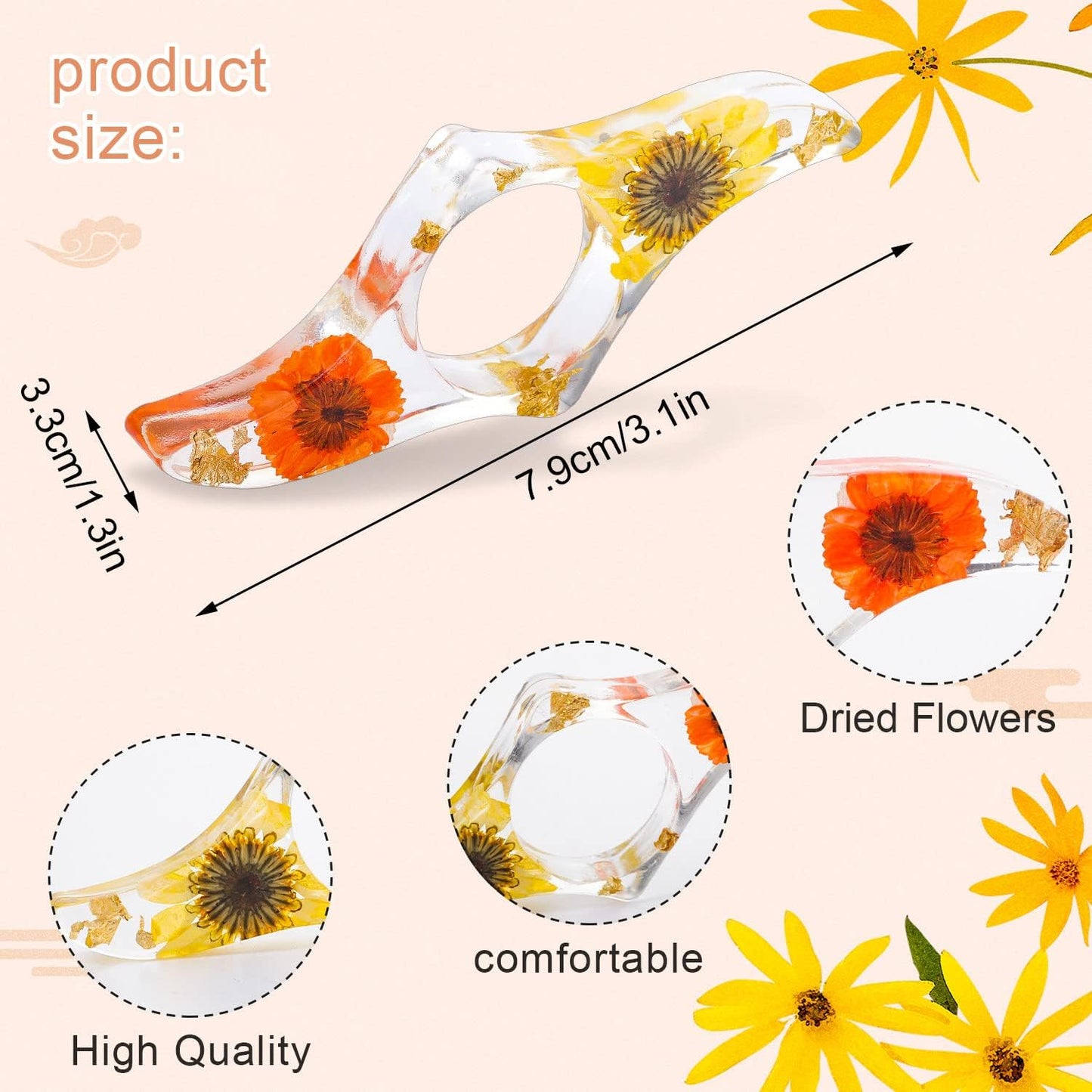Book Lover Gifts, 2 Pcs Thumb Book Page Holder Dried Flower Resin Book Page Holder and 1 Pcs Bookmark with Tassel, Gifts for Book Lovers, Women, Kids