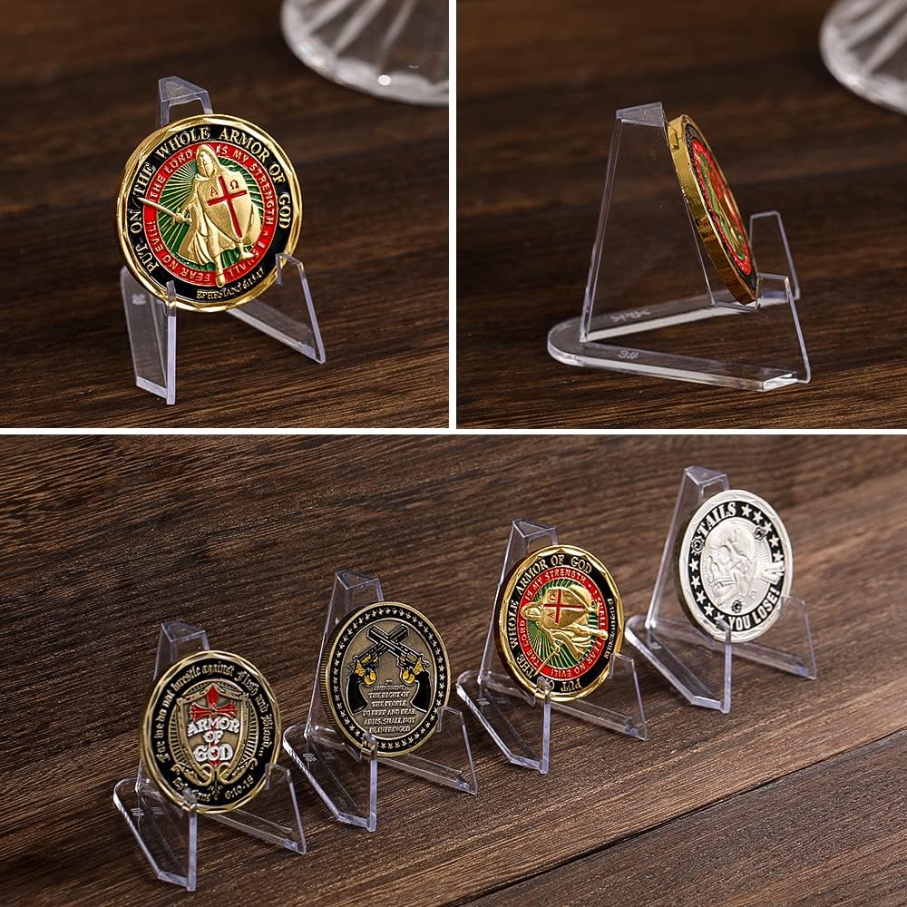Clear Coin Display Stand - Plastic Mini easel holder - Acrylic Stands for display Air-Tite Coins | Card | Pocket Watches | Capsules | Challenge Medals | Casino Chips - 2.25 Inch Tall (20 Pieces)