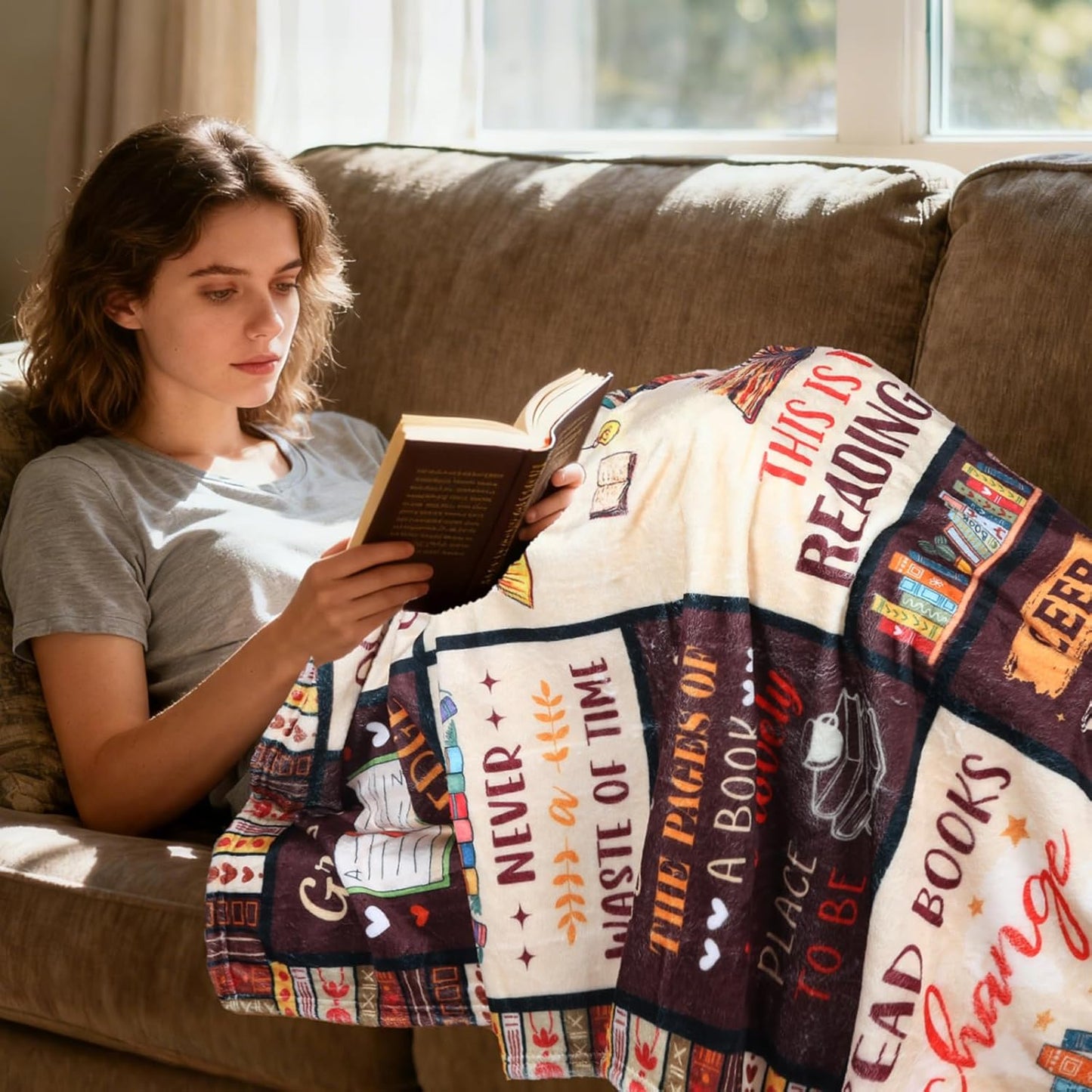 Book Lovers Gifts Blanket, Book Reading Throw Blanket, Librarian Bookish Books Club Gift for Women Readers Bookworms Birthday Graduation Present Ideas Soft Flannel Blankets 50'' x 60''