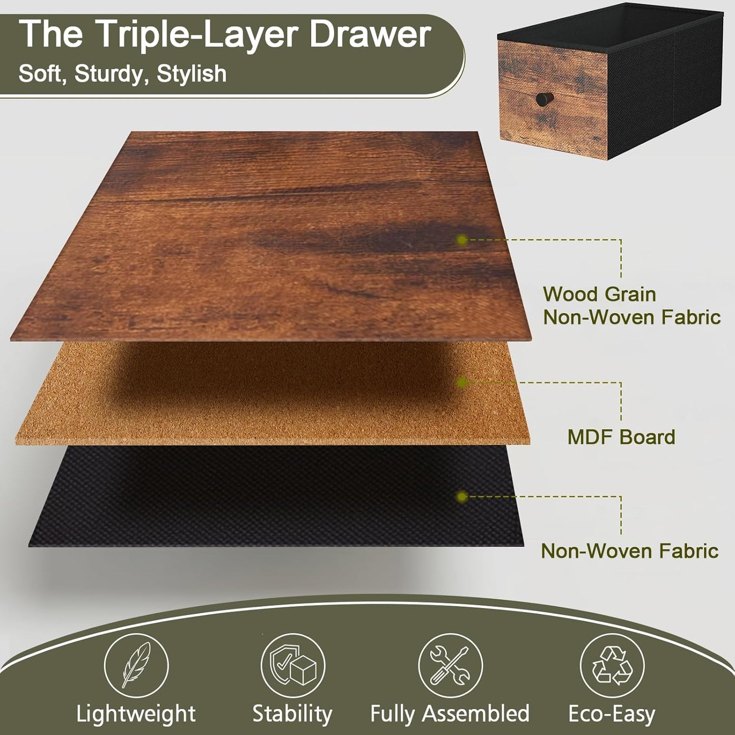 Narrow End Table Living Room with Charging Station, Skinny Side Table with Fabric Drawers, Slim Nightstand for Bedroom, Small Spaces, Couch, Brown, HETNDP03BR-1