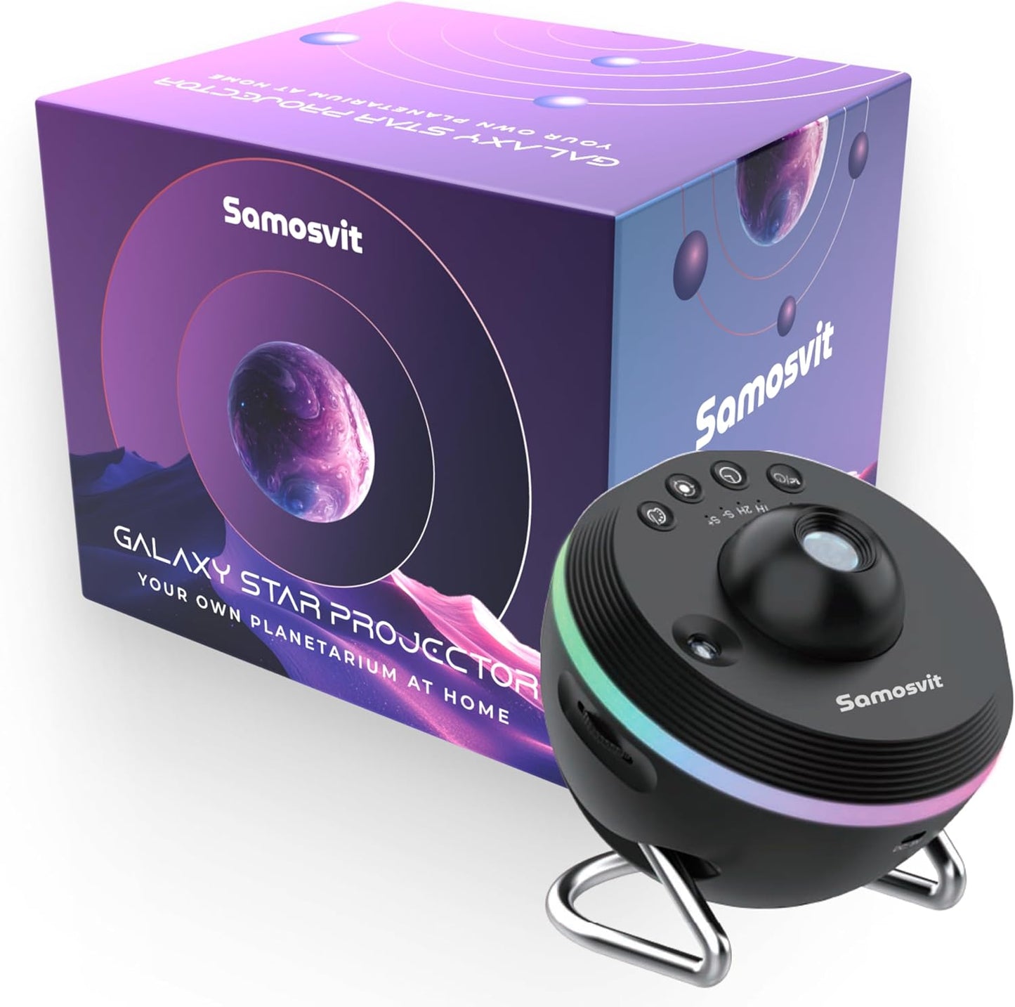 4K Home Planetarium Galaxy Projector for Bedroom - LED Sky Galaxy Night Light Star Planet for Kids - Meteor Effect Ceiling Lights Projector with One Replaceable Moon Nebula - Gift for Kids