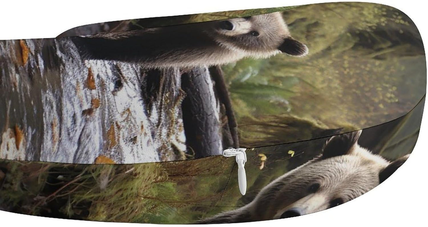 Mother Bear and Her Cubs Neck Pillow Memory Foam U Shaped Pillows Portable Pillows for Shoulder Travel Head Support Pillow with Concealed Zipper for Airplane Car Home Office