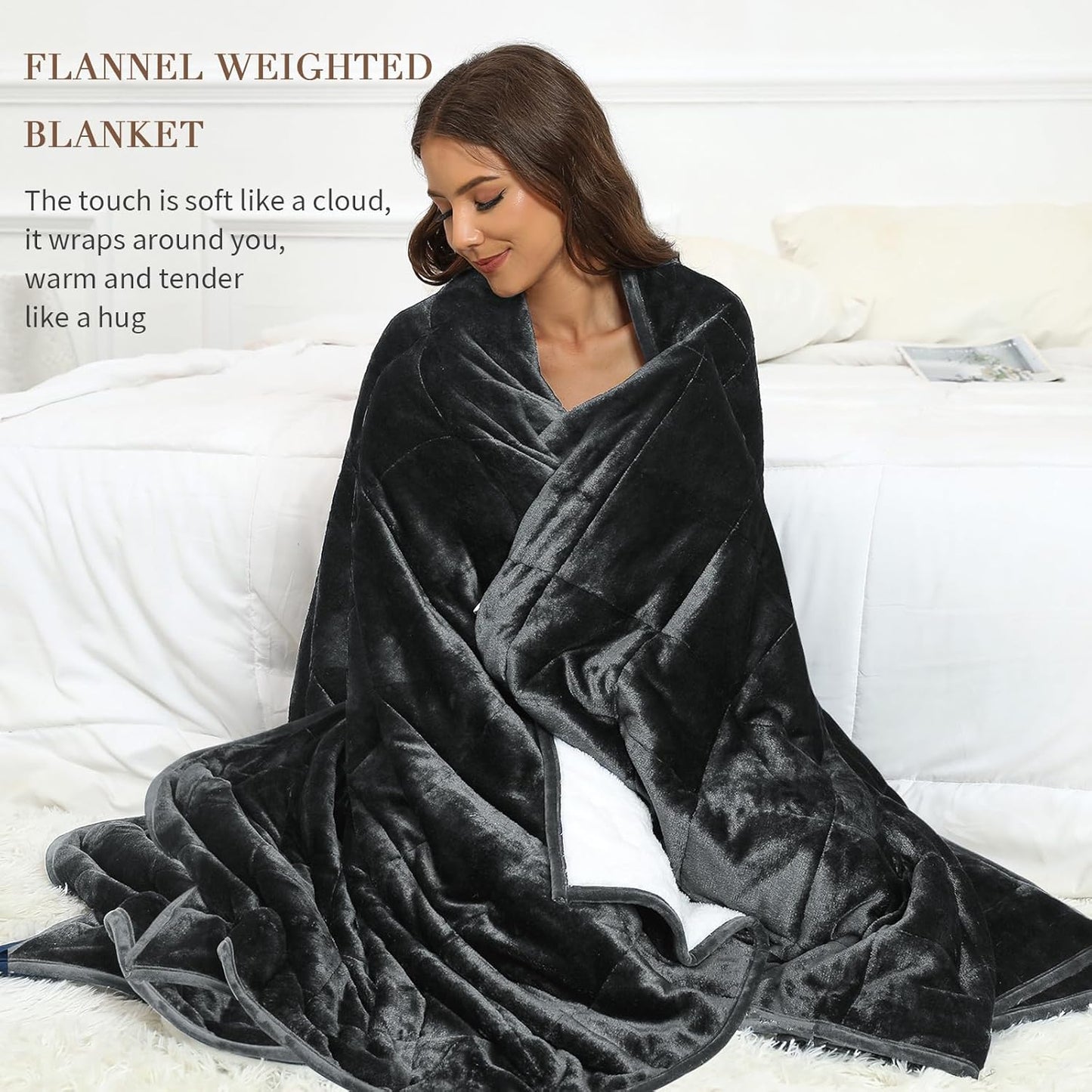 Alomidds Sherpa Fleece Weighted Blanket, Twin 15lbs Adult Weighted Blankets, Fuzzy Throw Blanket with Soft Plush Flannel, Heavy Blanket Microfiber for Bed Sofa, 48 x 72 inches Dark Grey