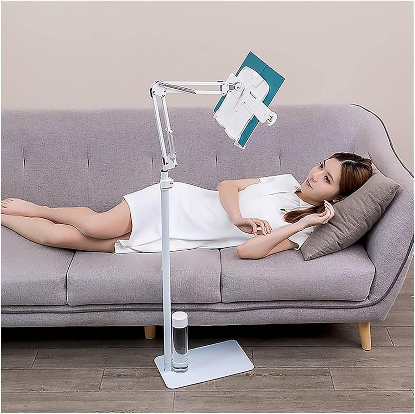 Floor Reading Stand Book Holder Adjustable Height Adjustable Cook Book Stand Floor Bracket Long Arm Table Bed Sheet Music Stand Multi Angle Rotation Floor Holder (Size : No lamp) (with lamp) ( )