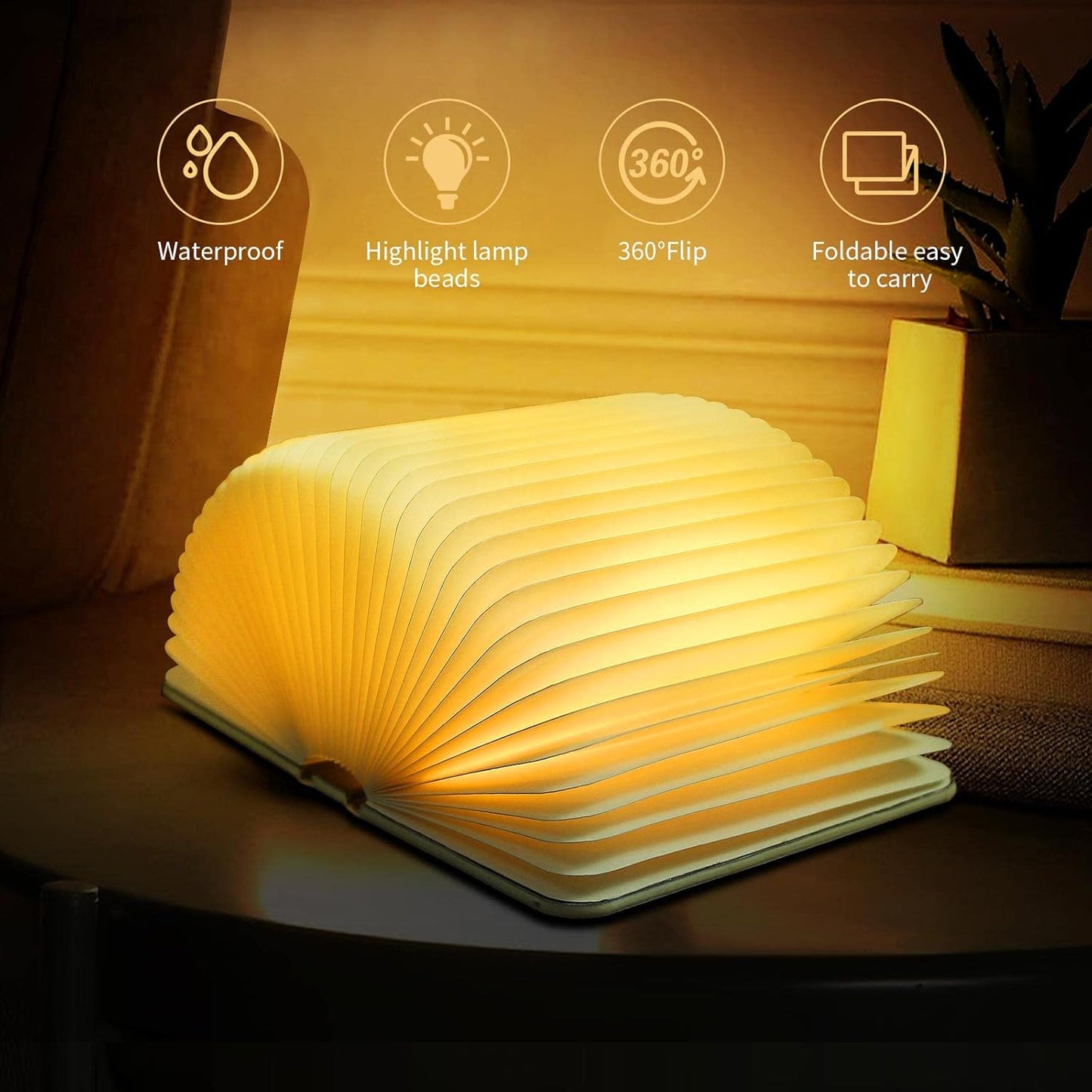 Folding Book Lamp Dragon Night Light, Portable Bedside Light (3 Colors) - Gift for Book Lovers