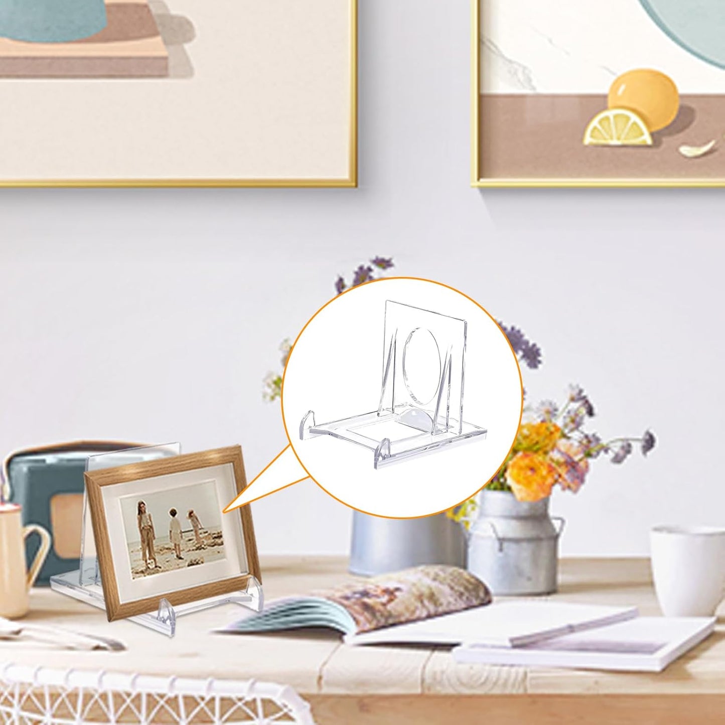 Acrylic Plate Stands, Mini Riser | Clear Acrylic Display Stand | for Comics Books Plates Artwork Postcards Greeting Cards Home Art Studio Exhibition