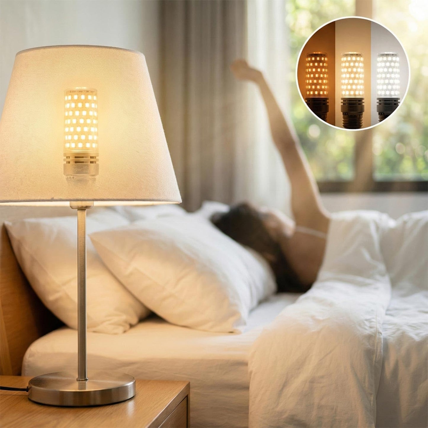 Morning Wake-Up Essential | Smart LED Light Alarm Bulb with Sunrise Sunset Simulation & Natural Sounds, 2-in-1 for Wake-Up & Sleep Aid, App + Remote, 800 Lumens, Perfect for Bedroom Ambiance