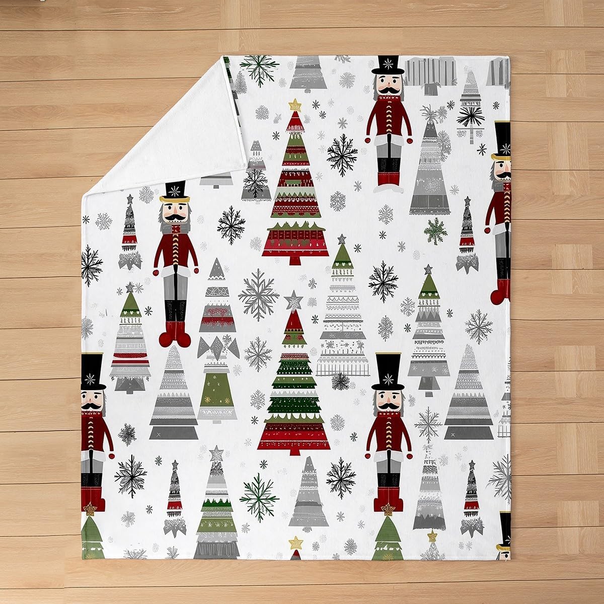 Feelyou Red Nutcracker Fuzzy Blanket Throw 50"x60" Christmas Tree Flannel Fleece Throw Blanket for Sofa Couch Royal Guarder Merry Christmas Xmas All Season Bed Blanket Snowflake Plush Blanket