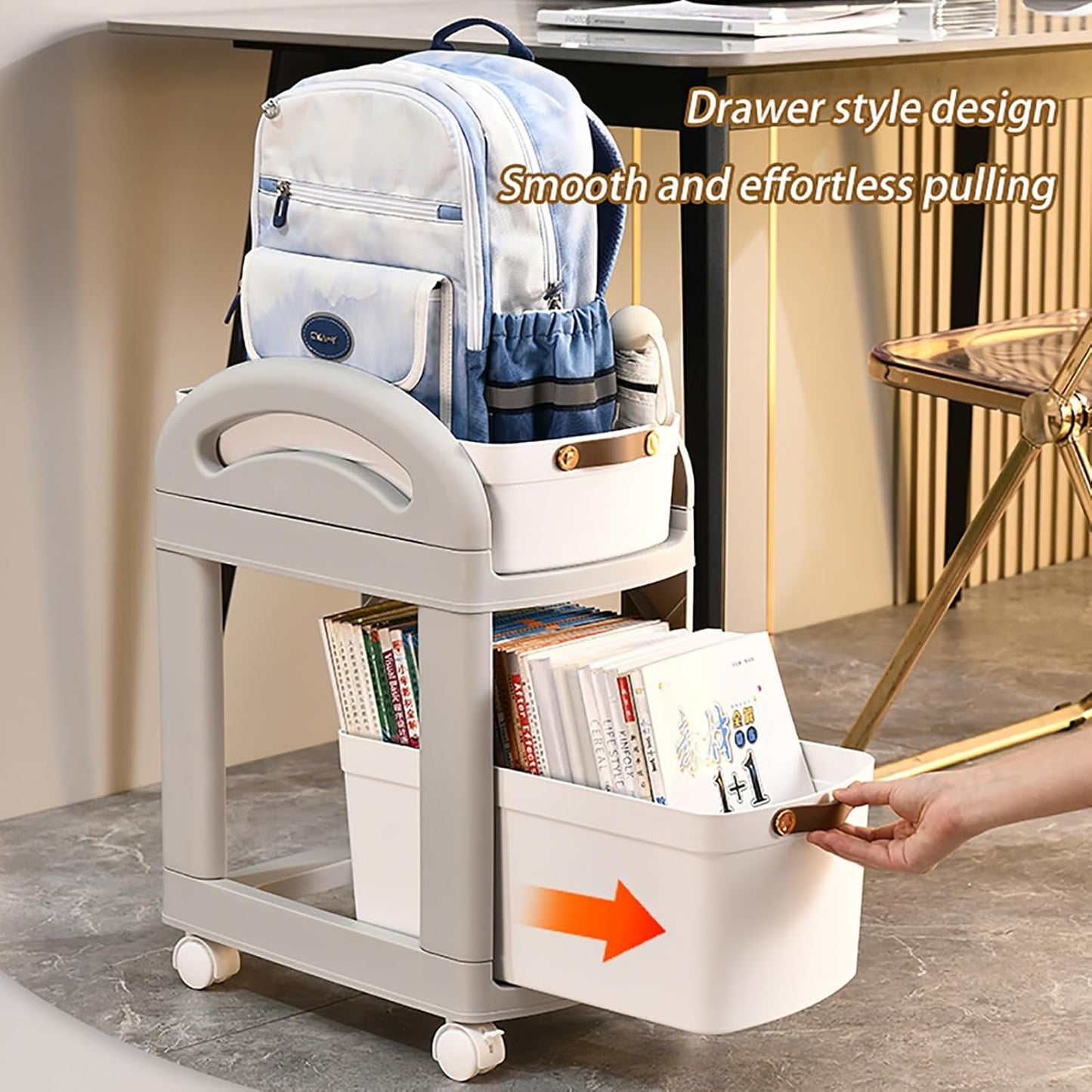 Mobile Bookshelf with Wheels Bookshelf with Wheels 3 Tier Modern Narrow Bookcase Removable Movable Unique Bookcase Small Bookshelf for Small Spaces Living Room Bedroom Study (Size : Two floors)